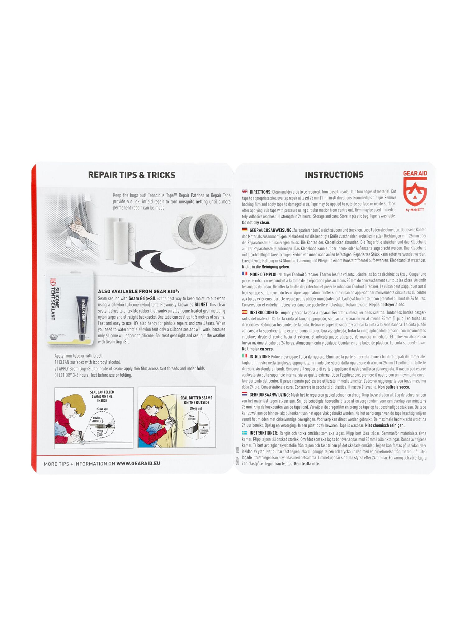 Opravné záplaty Gear Aid Tenacious Tape Silnylon Patches