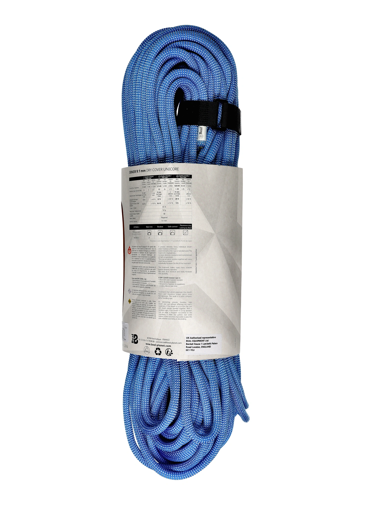 Dynamické lano Beal Joker Soft Unicore 9,1 mm x 70 m Dry Cover - blue