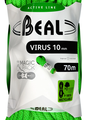 Dynamické lano Beal Virus 10 mm 70 m - solid green