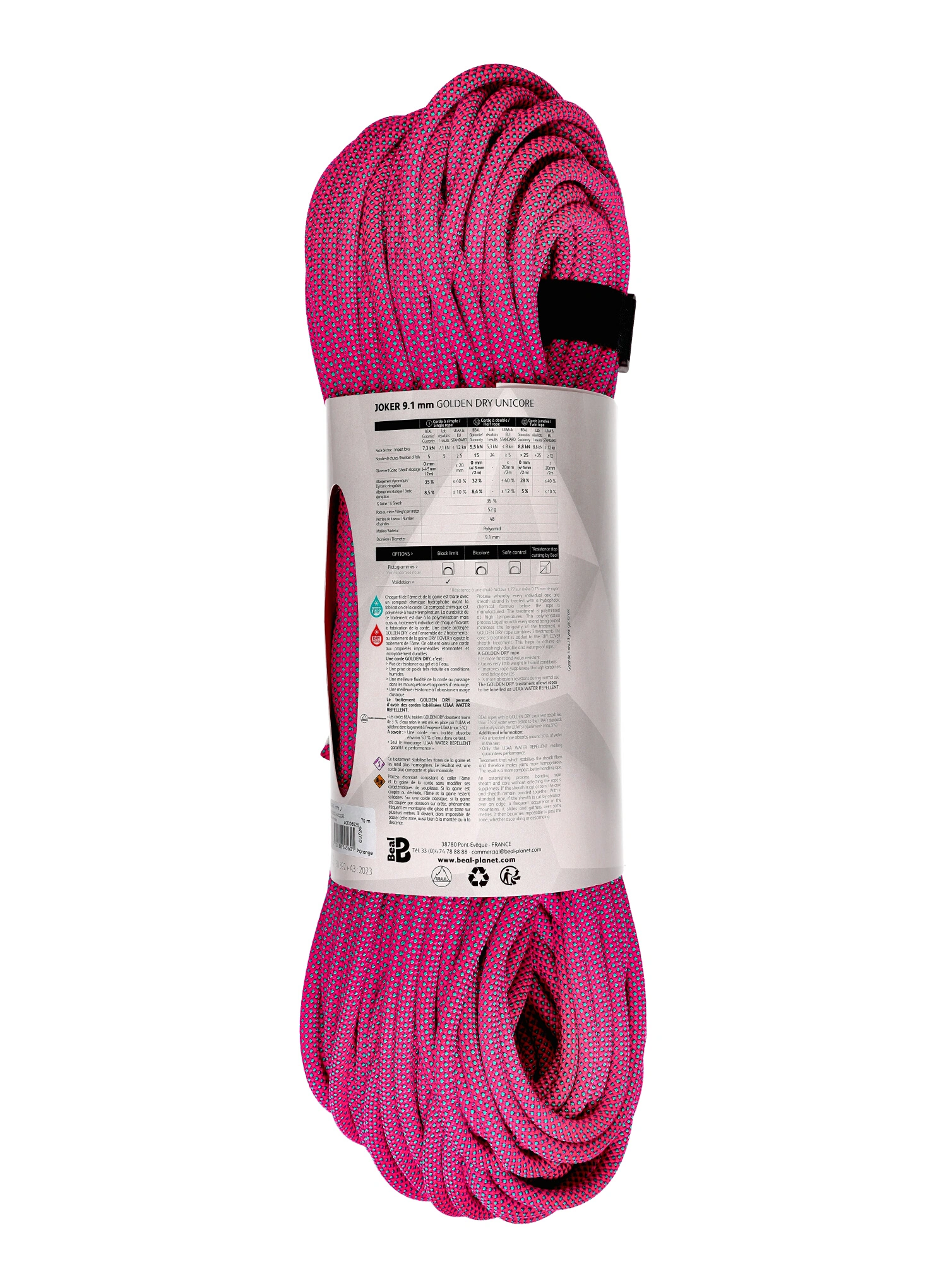 Horolezecké lano Beal Joker Unicore 9,1 mm x 70 m Golden Dry  - orange