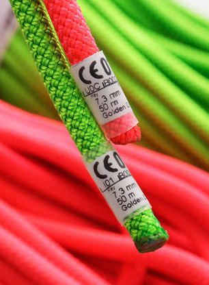Dynamické lano Beal Gully 7,3 mm 50 m Unicore Golden Dry x 2 - orange/green