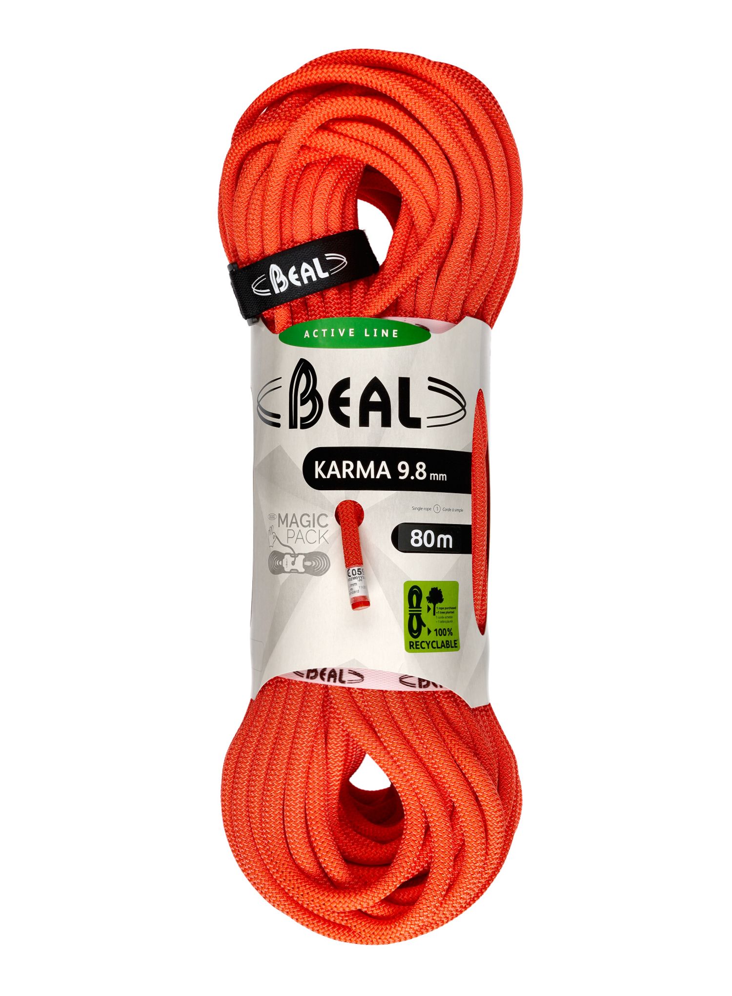 Dynamické lano Beal Karma 9,8 mm 80 m - solid orange