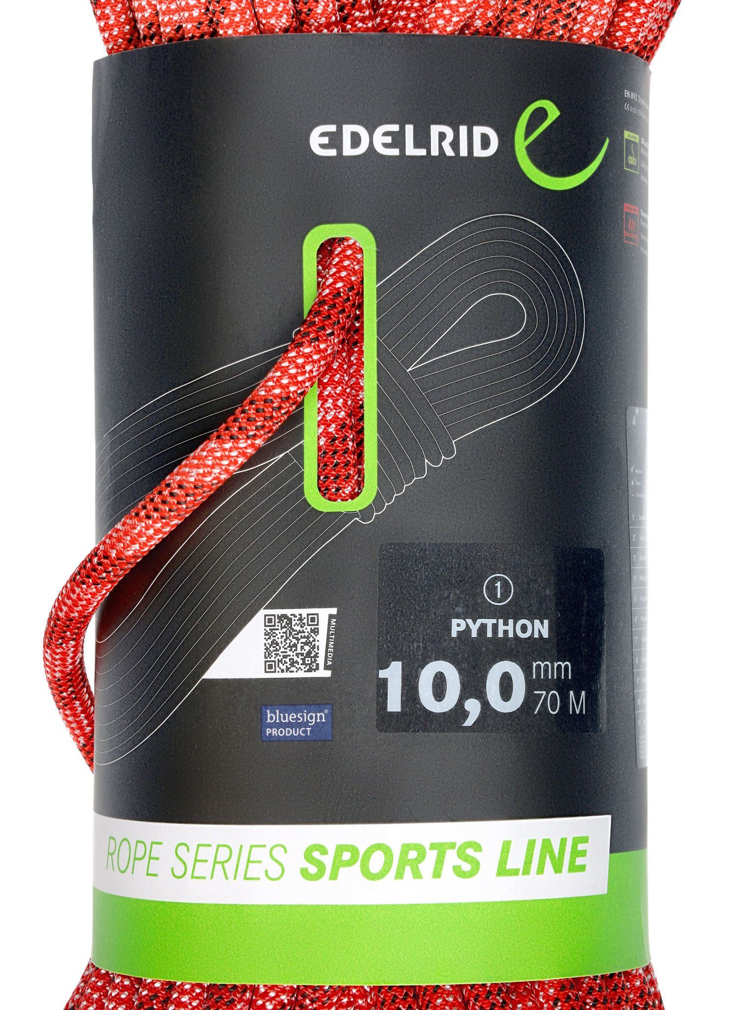 Dynamické lano Edelrid Python 10 mm 70 m - red