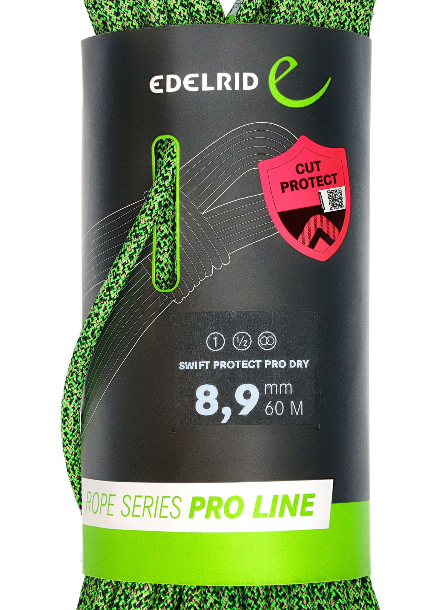 Dynamické lano Edelrid Swift Protect Pro Dry 8,9mm 60m - night green