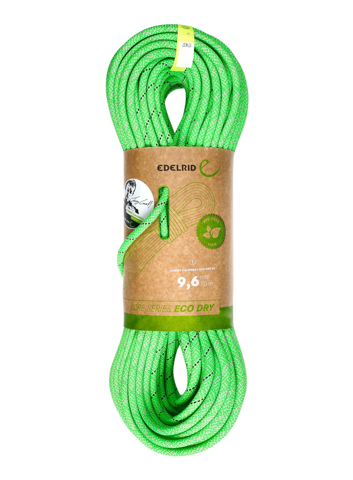 Dynamické lano Edelrid Tommy Caldwell Eco Dry DT 9,6 mm 70 m - neon green