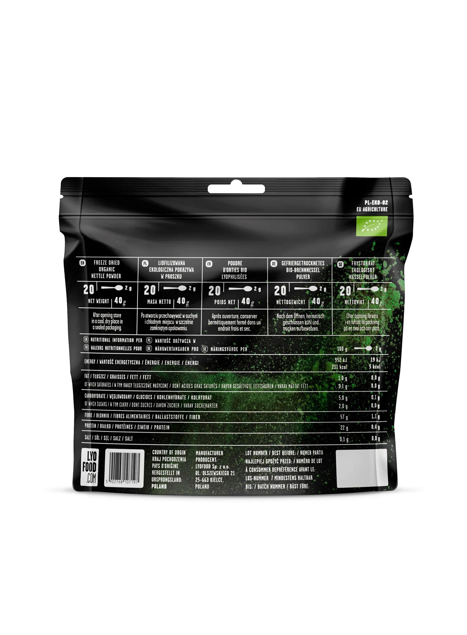 Lyofilizát LYOFOOD Organický kopřivový prášek 40 g