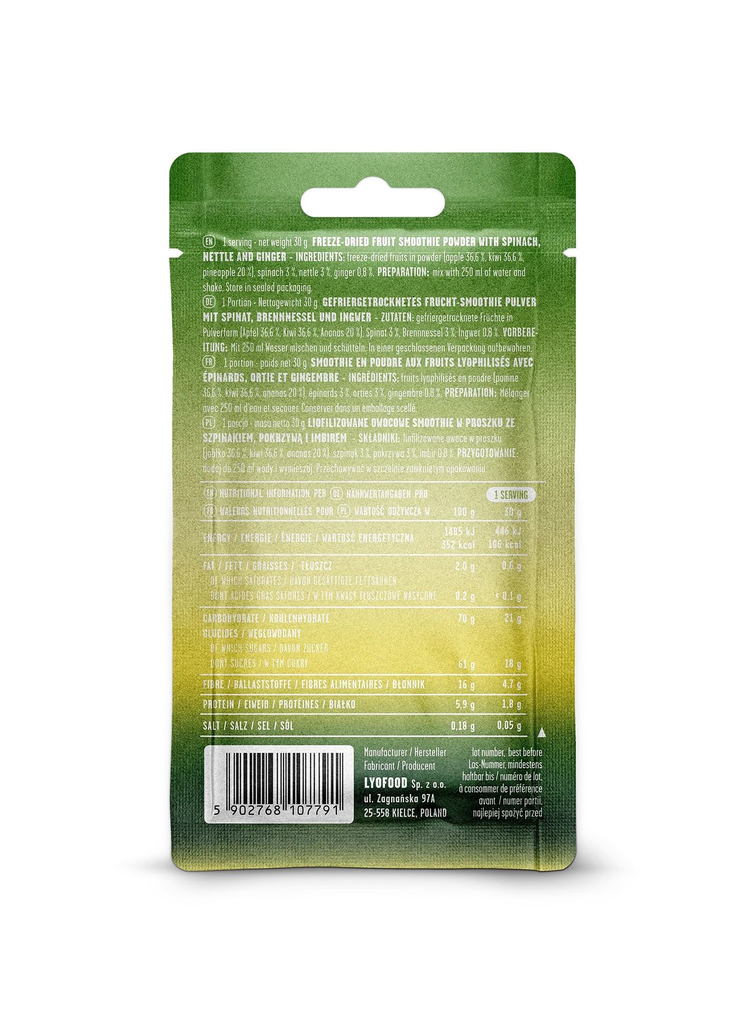 Lyofilizát LYOFOOD Green Smoothie 280 ml