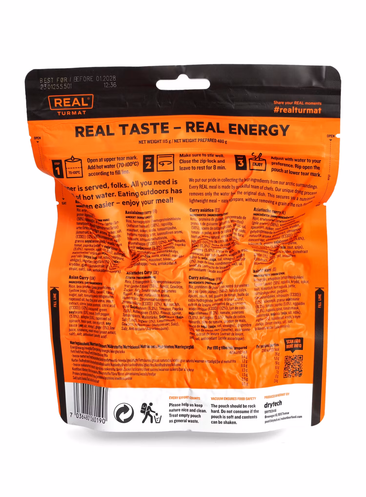 Lyofilizát Real Turmat Asijské kari 480 g