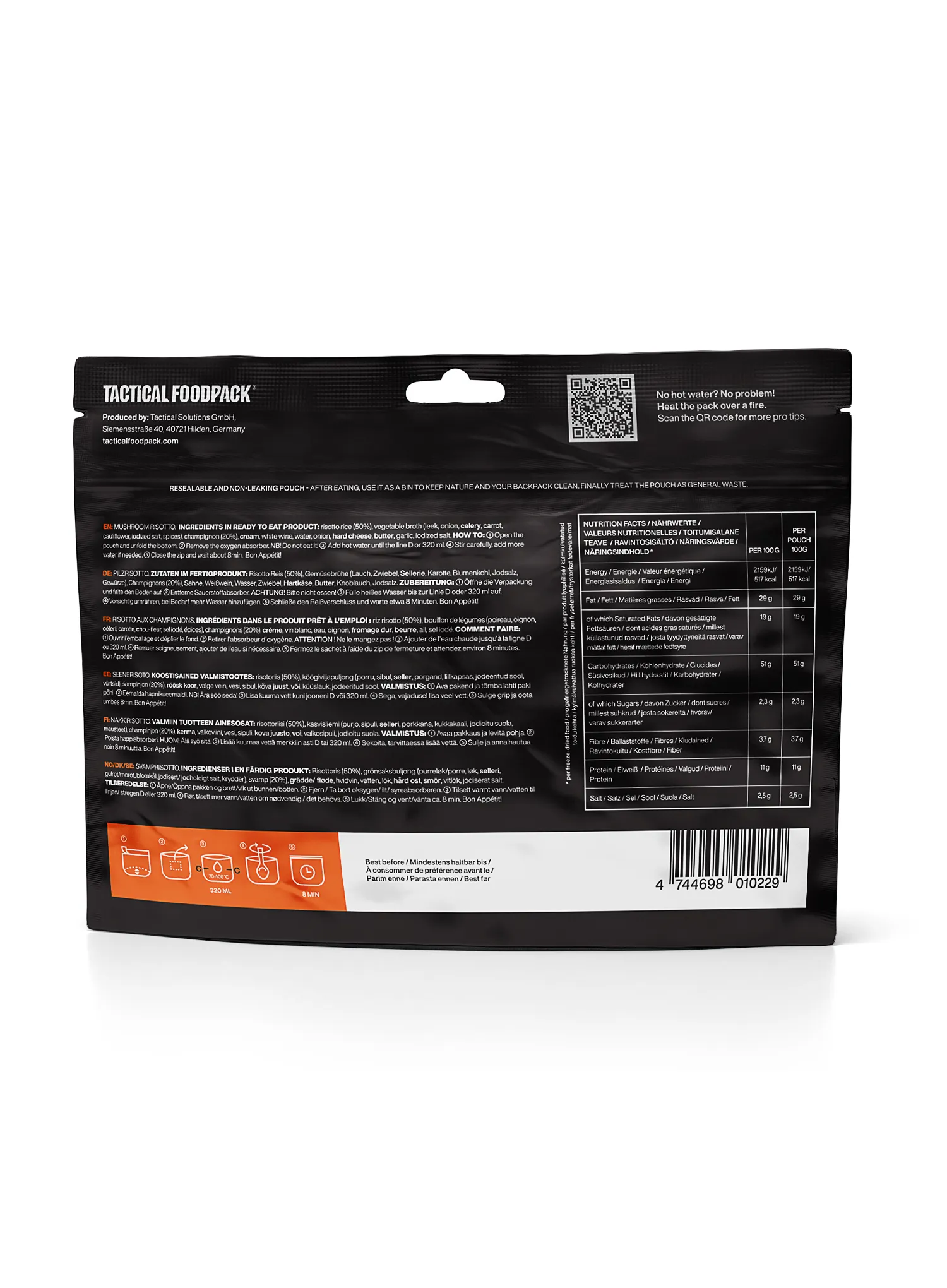 Lyofilizát Tactical Foodpack Houbové rizoto 420 g