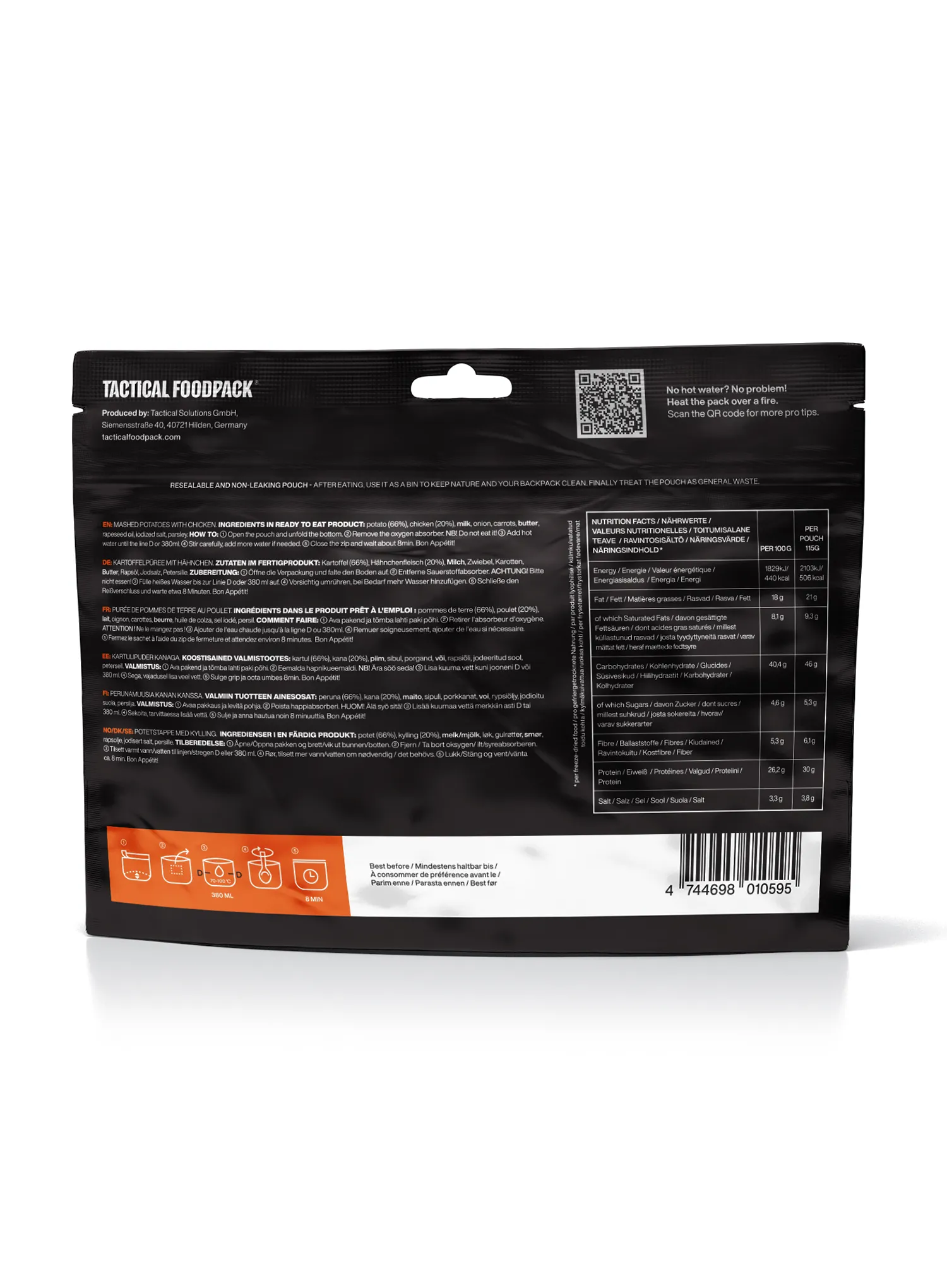 Lyofilizát Tactical Foodpack Bramborová kaše s kuřecím masem 495 g