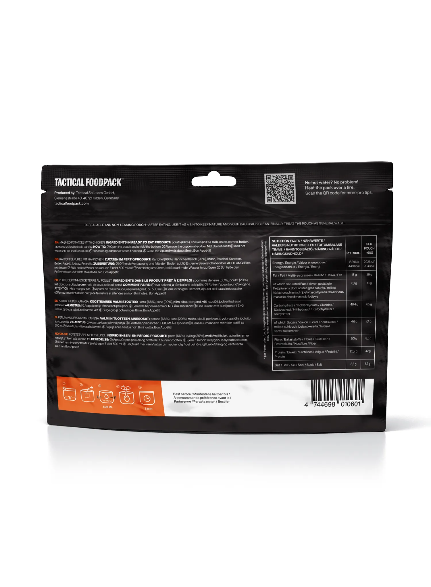 Lyofilizát Tactical Foodpack Bramborová kaše s kuřecím masem 660 g