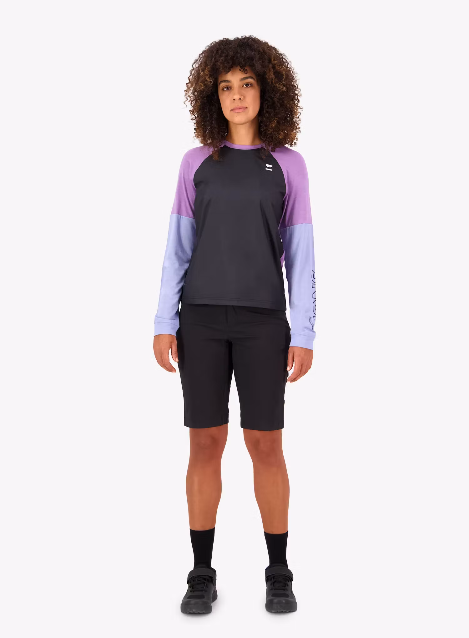Dámské triko s dlouhým rukávem Mons Royale Tarn Merino Bike Wind Jersey - skyline/bloom/black
