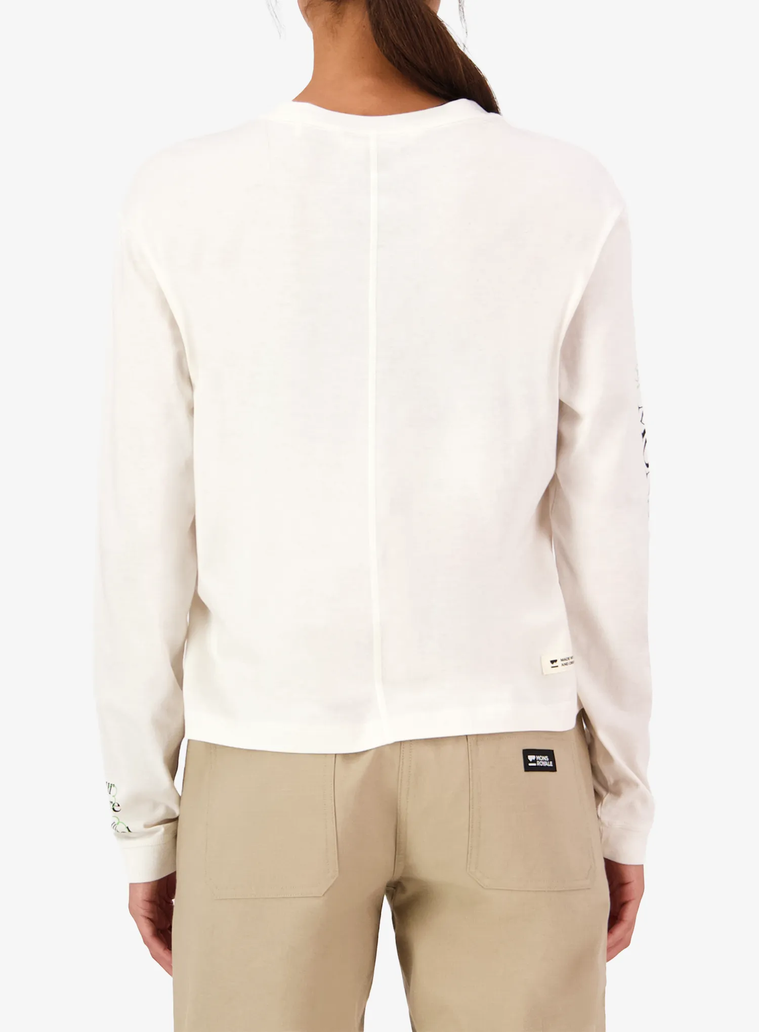 Dámské triko s dlouhým rukávem Mons Royale Yonder Merino Organic Cotton - vintage white