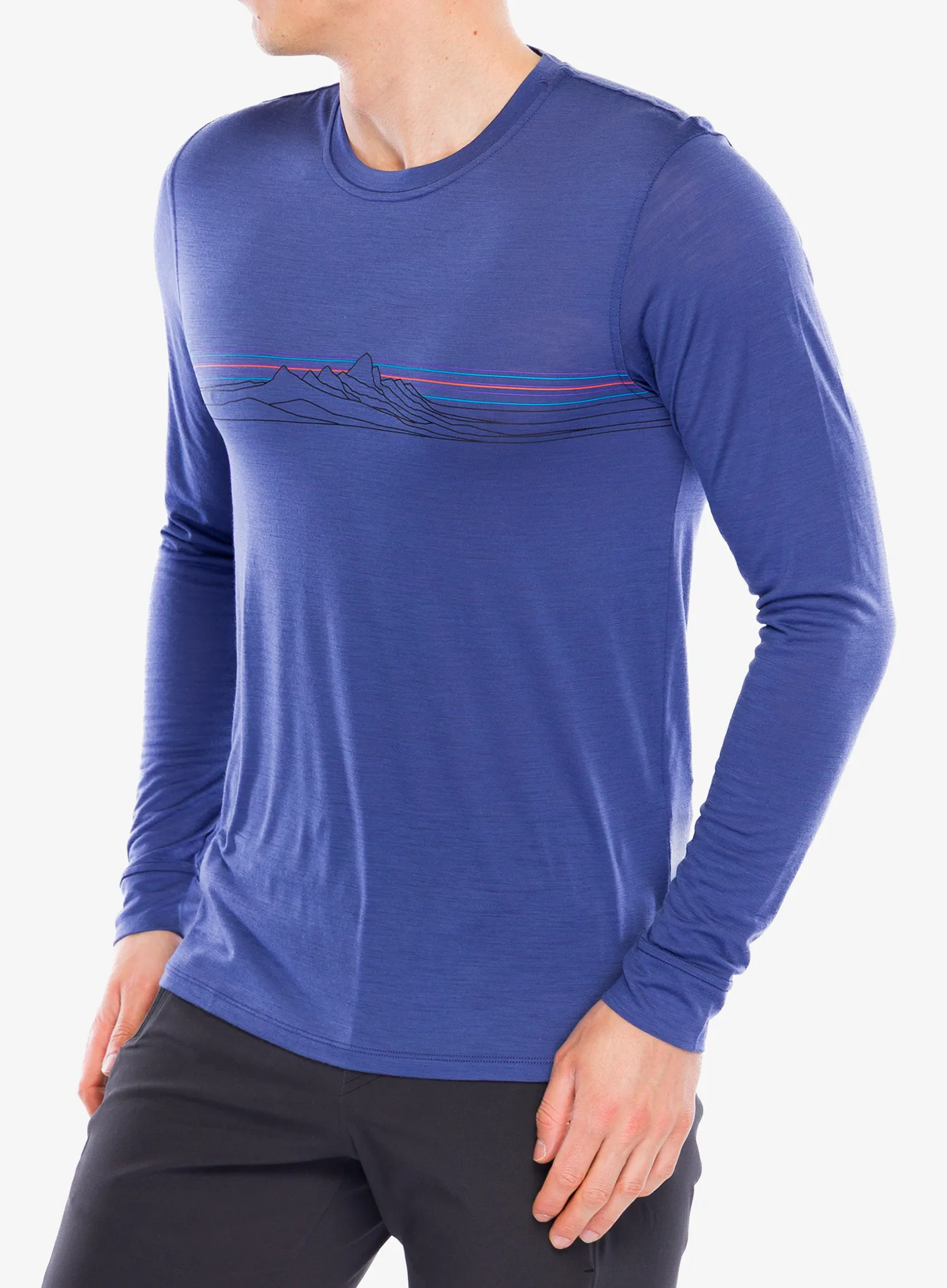 Longsleeve Patagonia L/S Cap Cool Merino Graphic Shirt - strata stripe/solstice purple