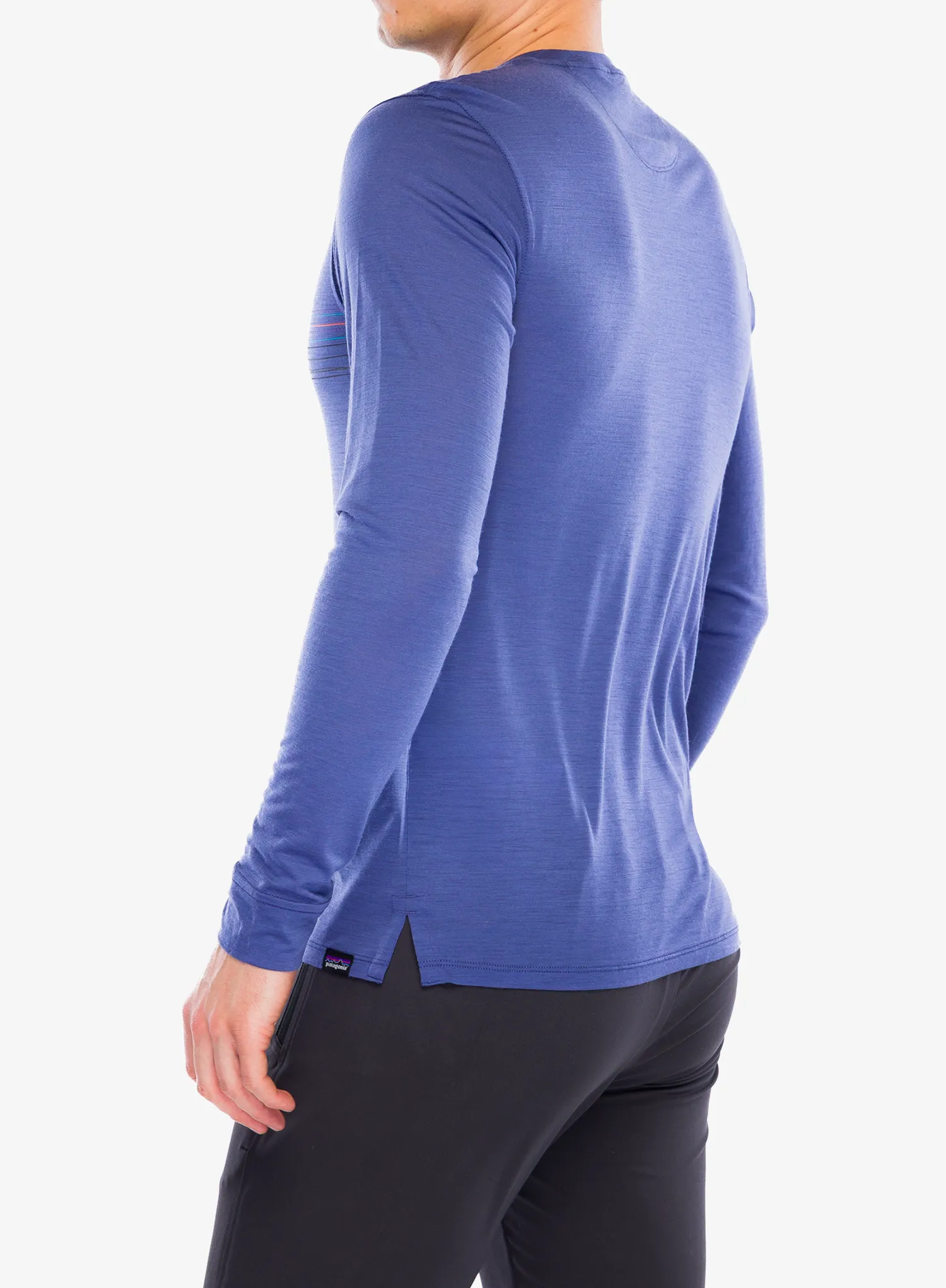 Longsleeve Patagonia L/S Cap Cool Merino Graphic Shirt - strata stripe/solstice purple