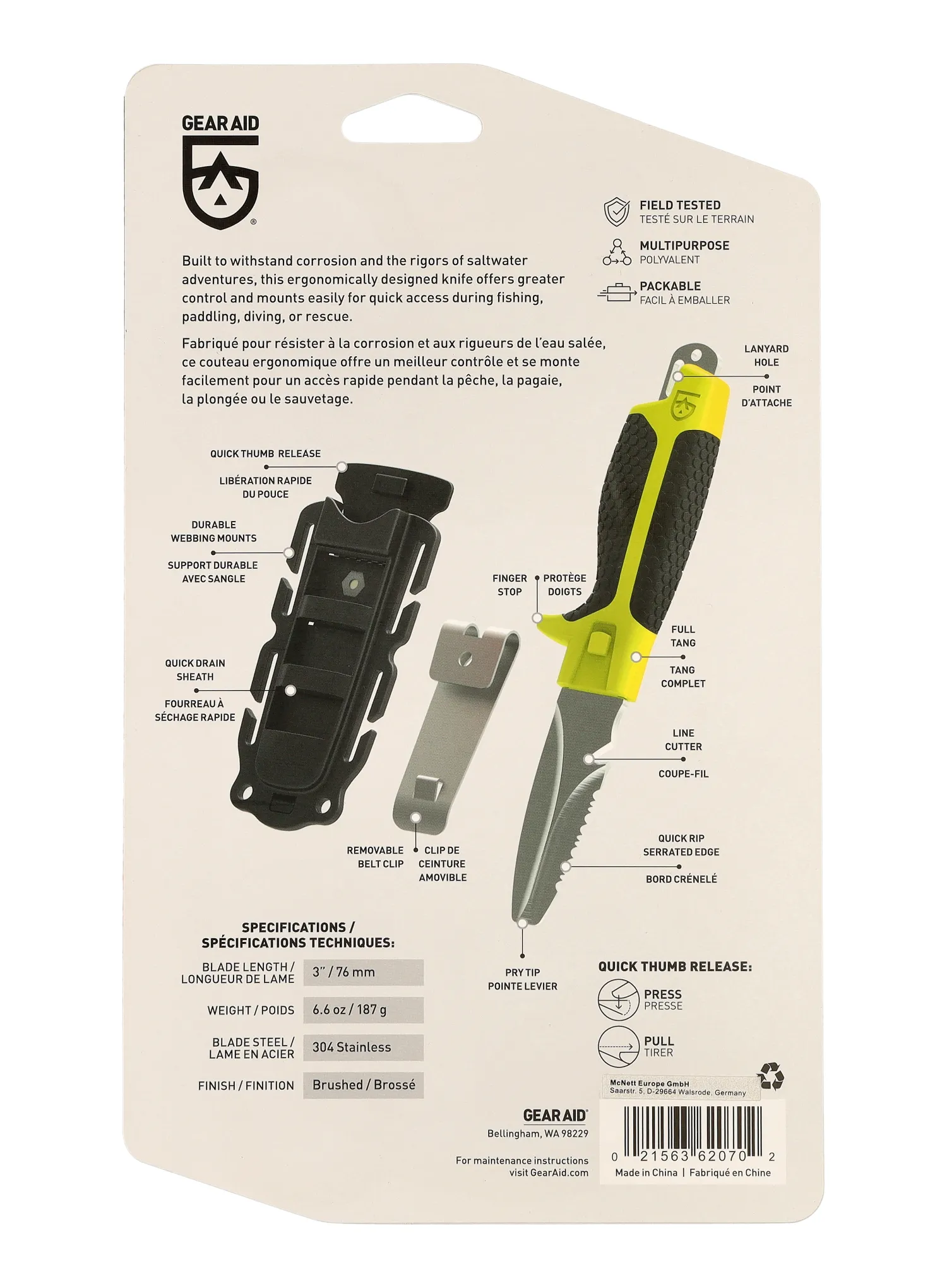 Taktický nůž GearAid Tanu Dive and Rescue - grey