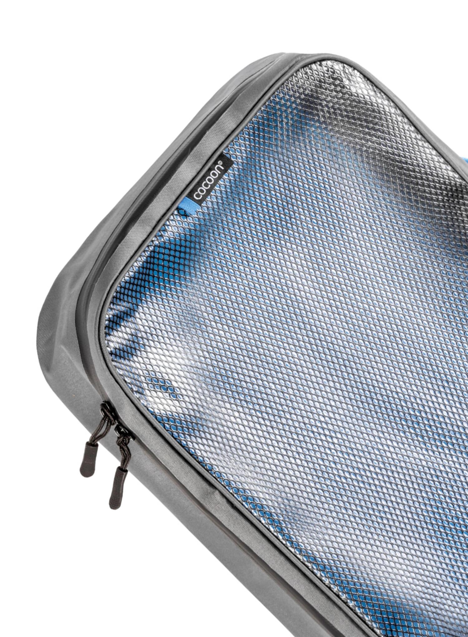 Cestovní organizér Cocoon Packing Cube - Laminated Net Top L - grey/blue