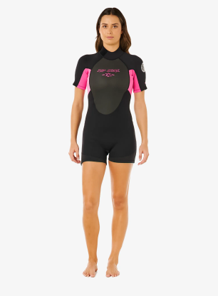 Dámský neoprenový oblek Rip Curl Omega Back Zip Springsuit - black/pink