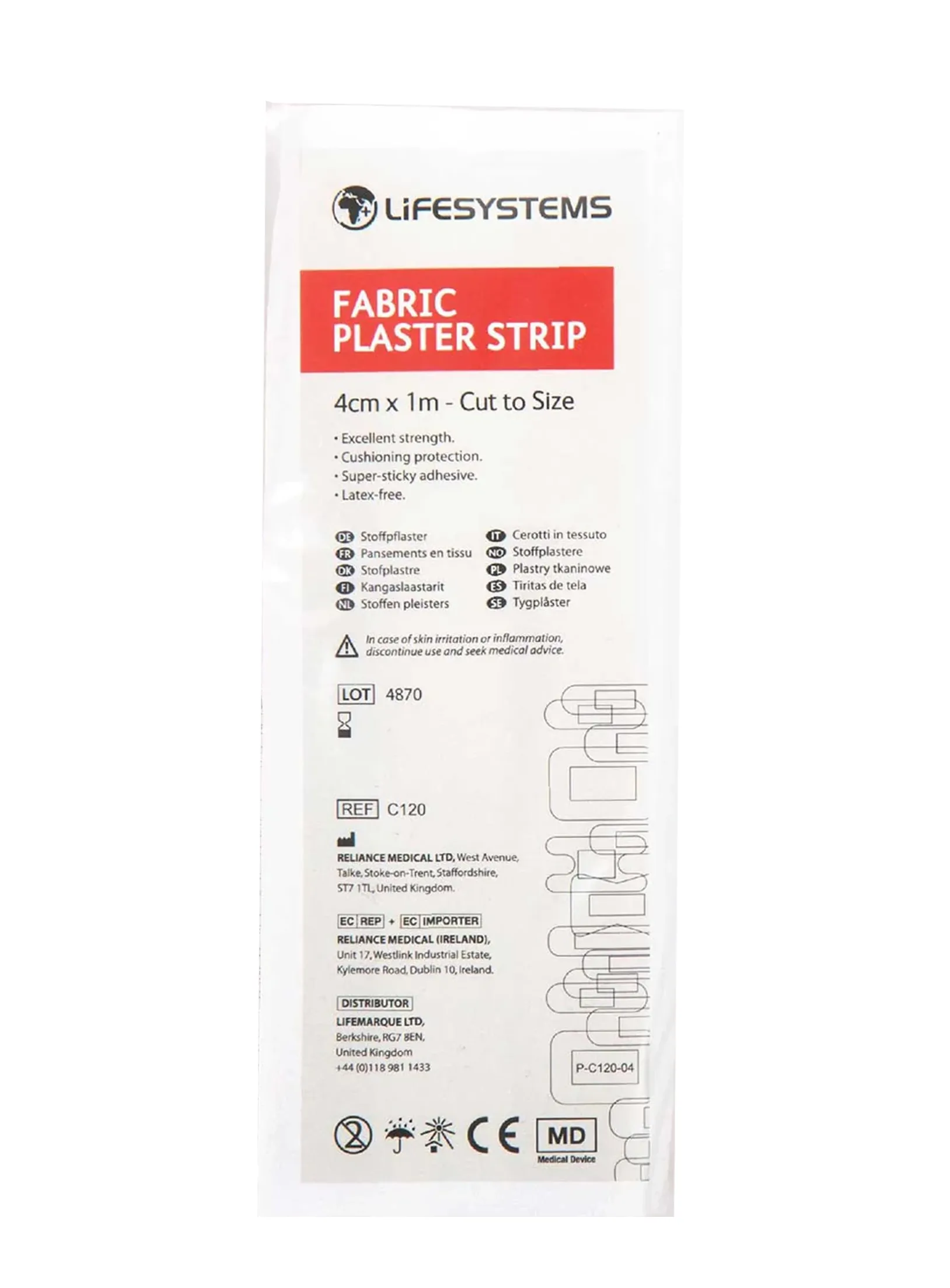Náplasti na otlaky Lifesystems Fabric Strip 4m x 1m x 3m - nude