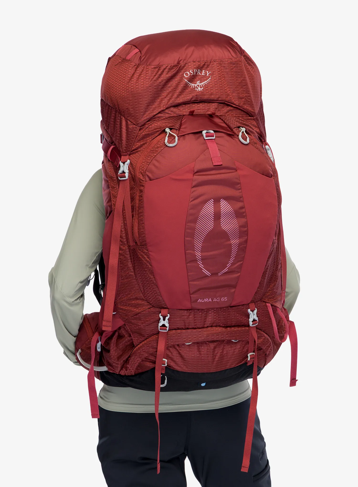 Dámský trekový batoh Osprey Aura AG 65 - berry sorbet red