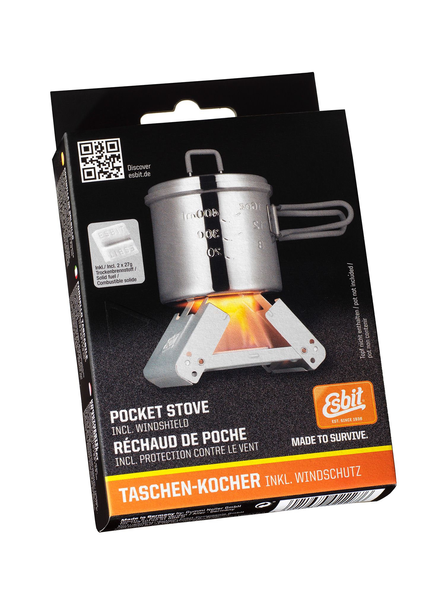 Turistický vařič Esbit Pocket Stove w/Windshield 2 x 27g