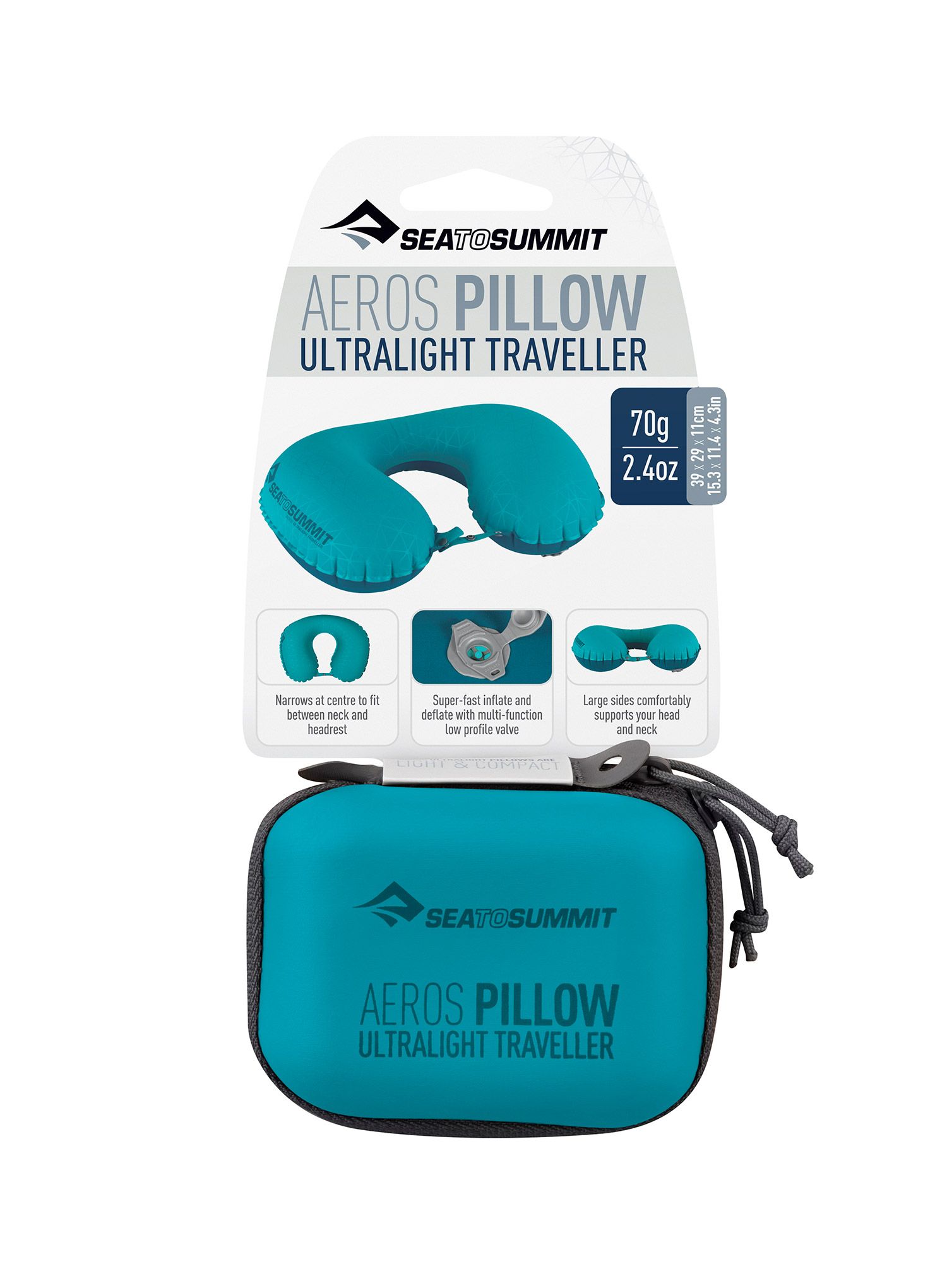Cestovní polštářek Sea To Summit Aeros Ultralight Pillow Traveller - aqua