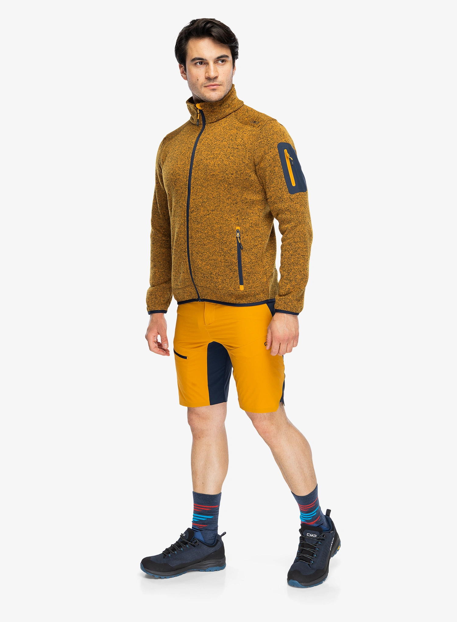 Fleecová mikina CMP Perl Jacket Knitted - curcuma/b. blue