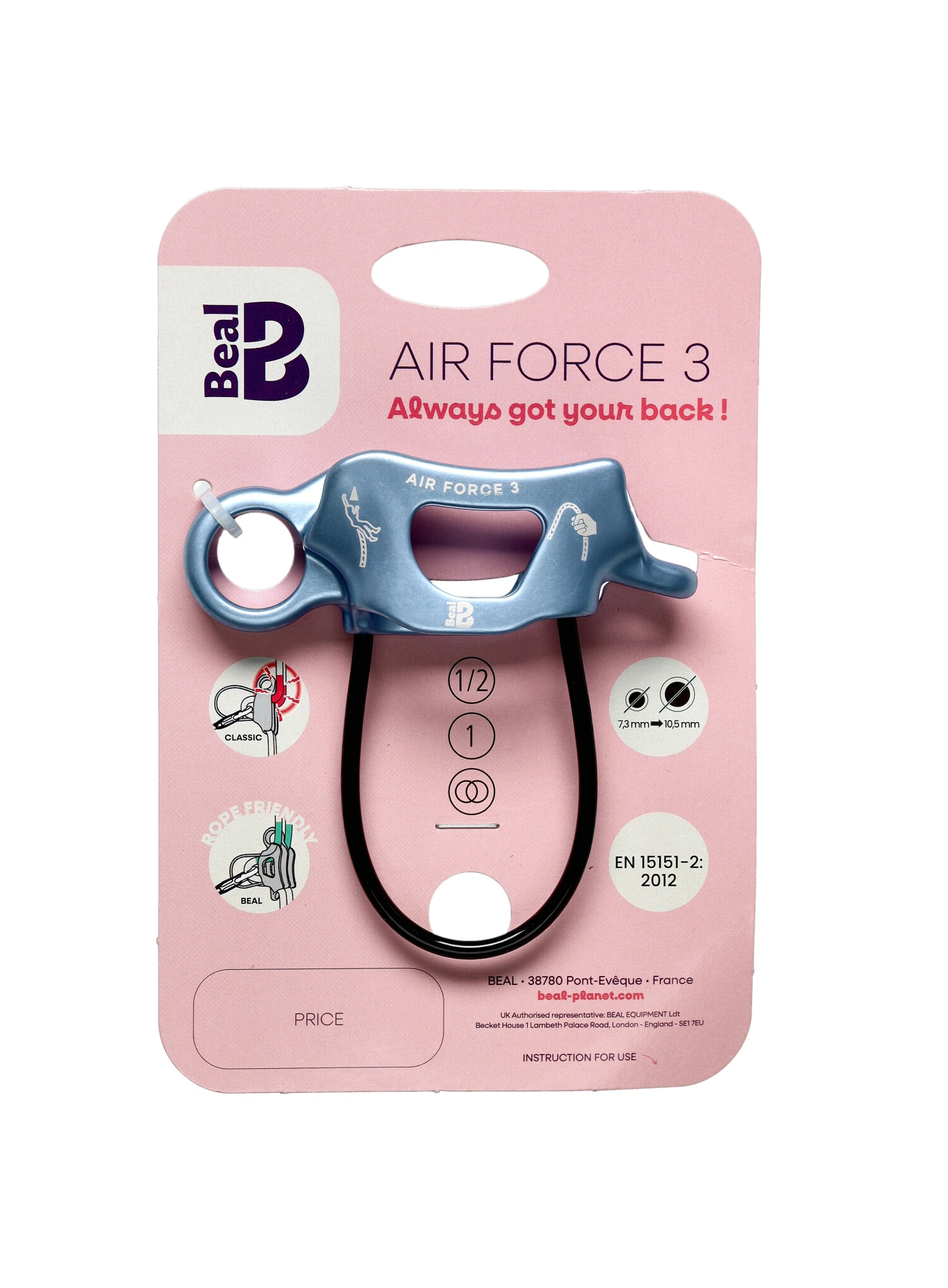 Slaňovací a jistící brzda Beal Air Force 3 - blue/blue