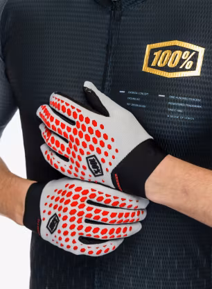 Rukavice na kolo 100% Geomatic Gloves - grey/racer red