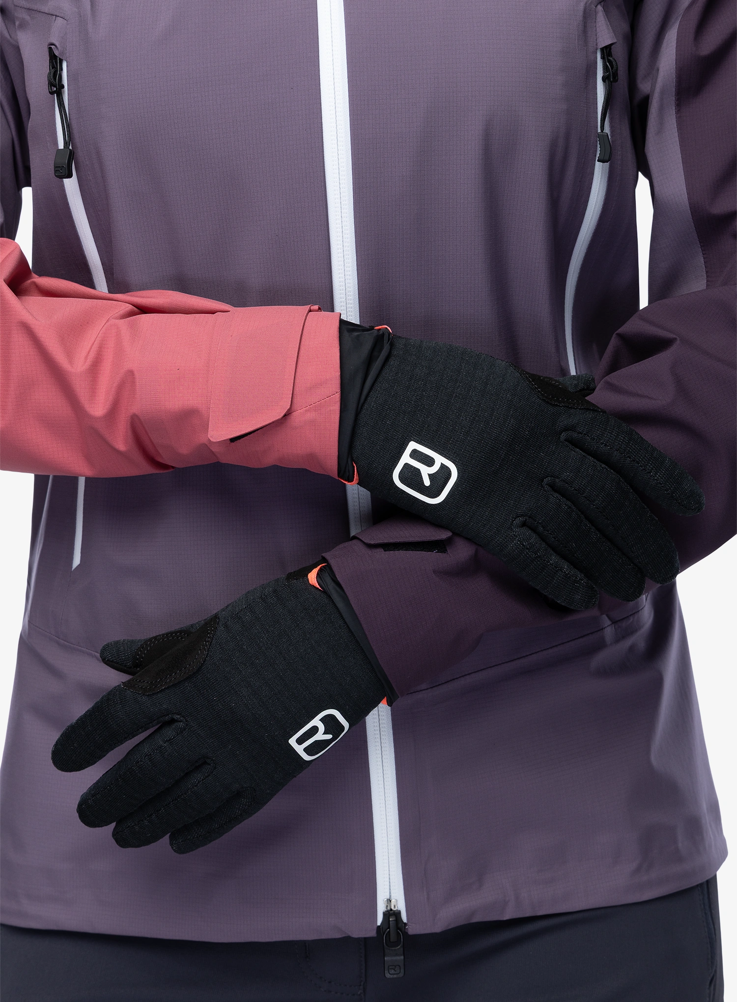 Dámské větruodolné rukavice Ortovox Fleece Grid Cover Glove - black raven