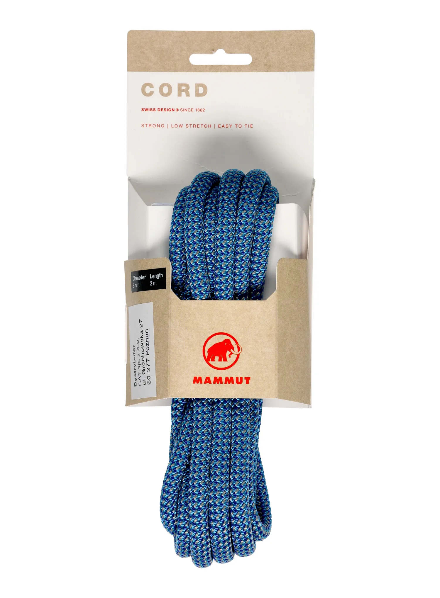Pomocná šňůra Mammut 8.0 Cord POS 3 m - turquoise/turquoise