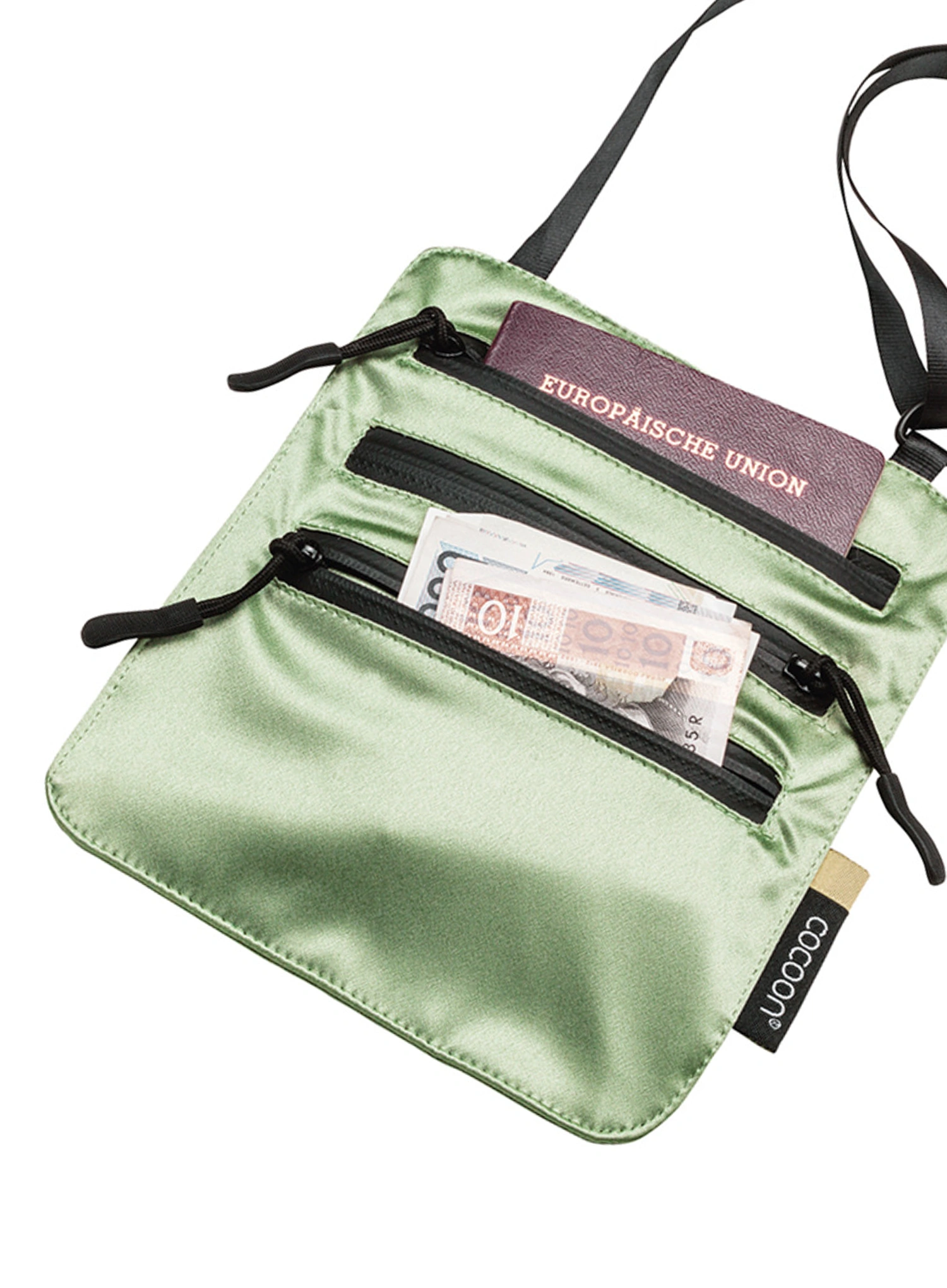 Kapsička na krk Cocoon Secret Neck Wallet - Silk - light green