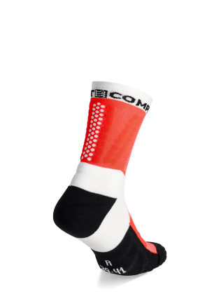 Ponožky na běhání Compressport Ultra Trail Socks v2.0 - white/fluo red