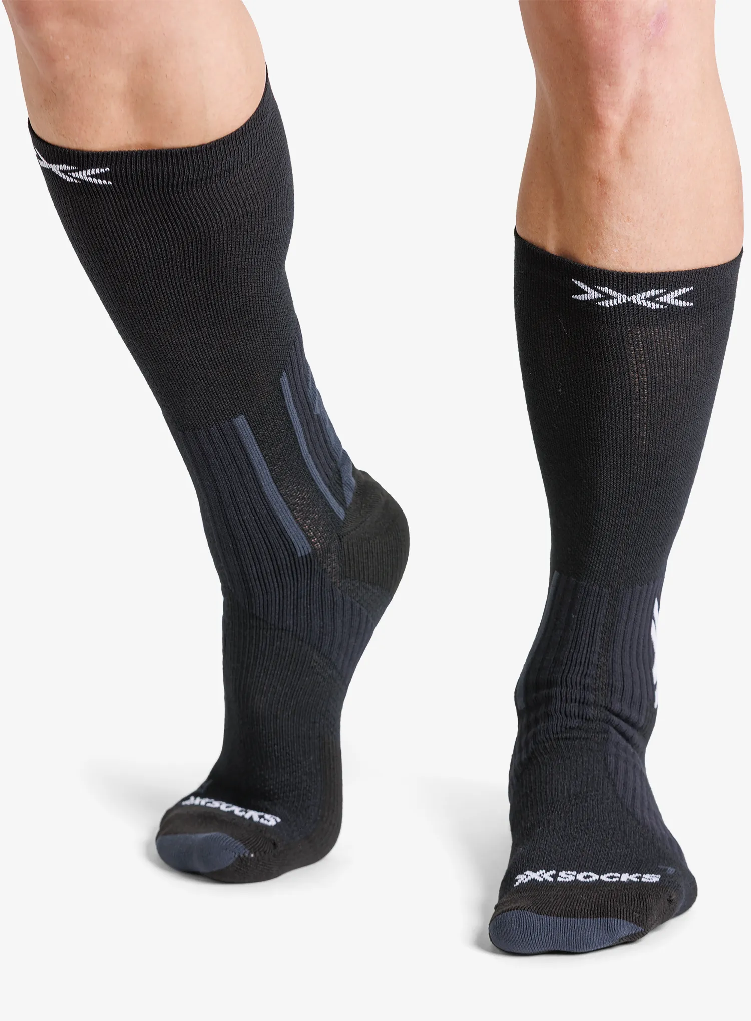 Ponožky na běhání X-Socks Run Perform Warm Crew - x black/light grey