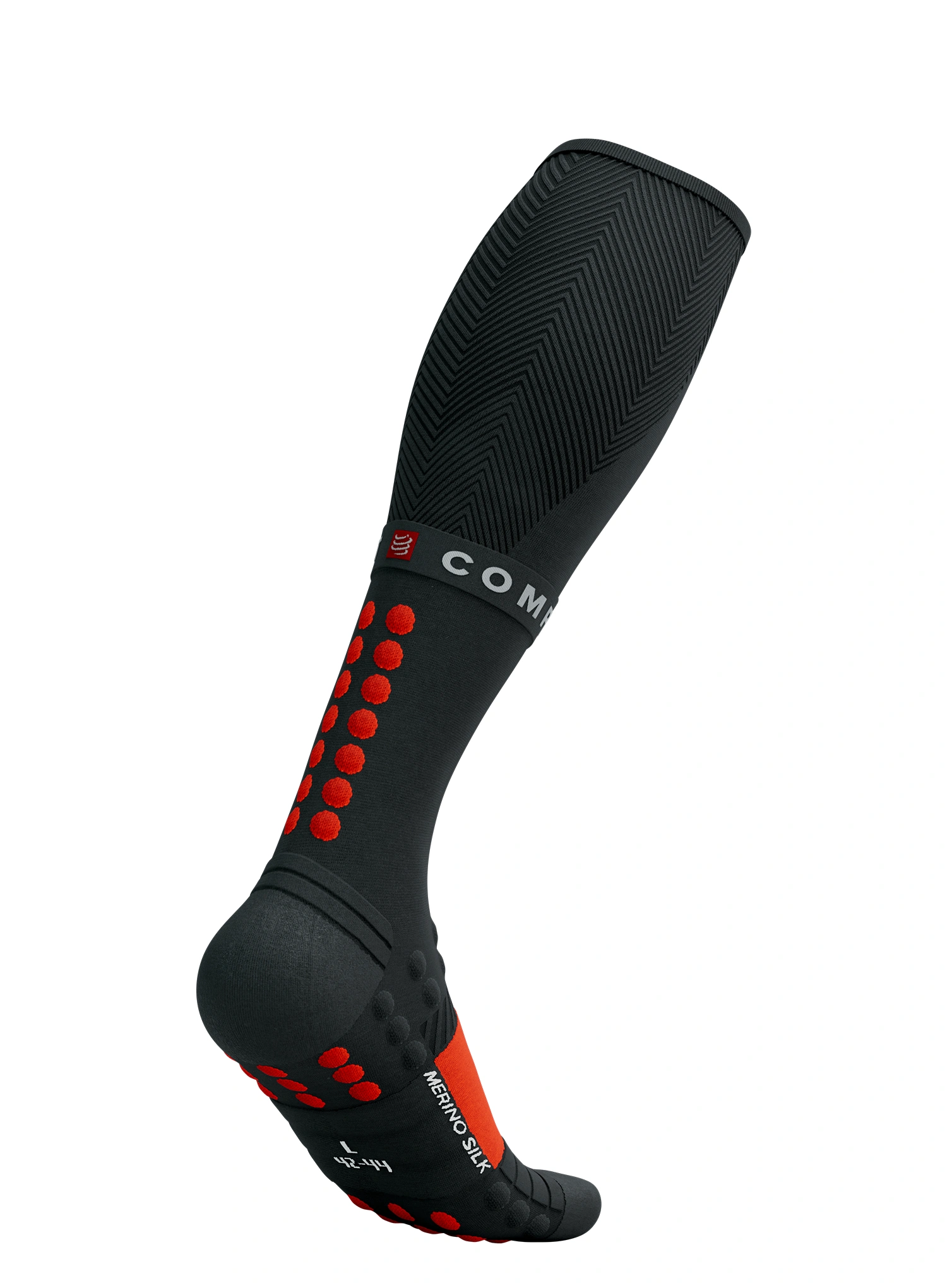Běžecké ponožky Compressport Full Socks Winter Run - black/high risk red