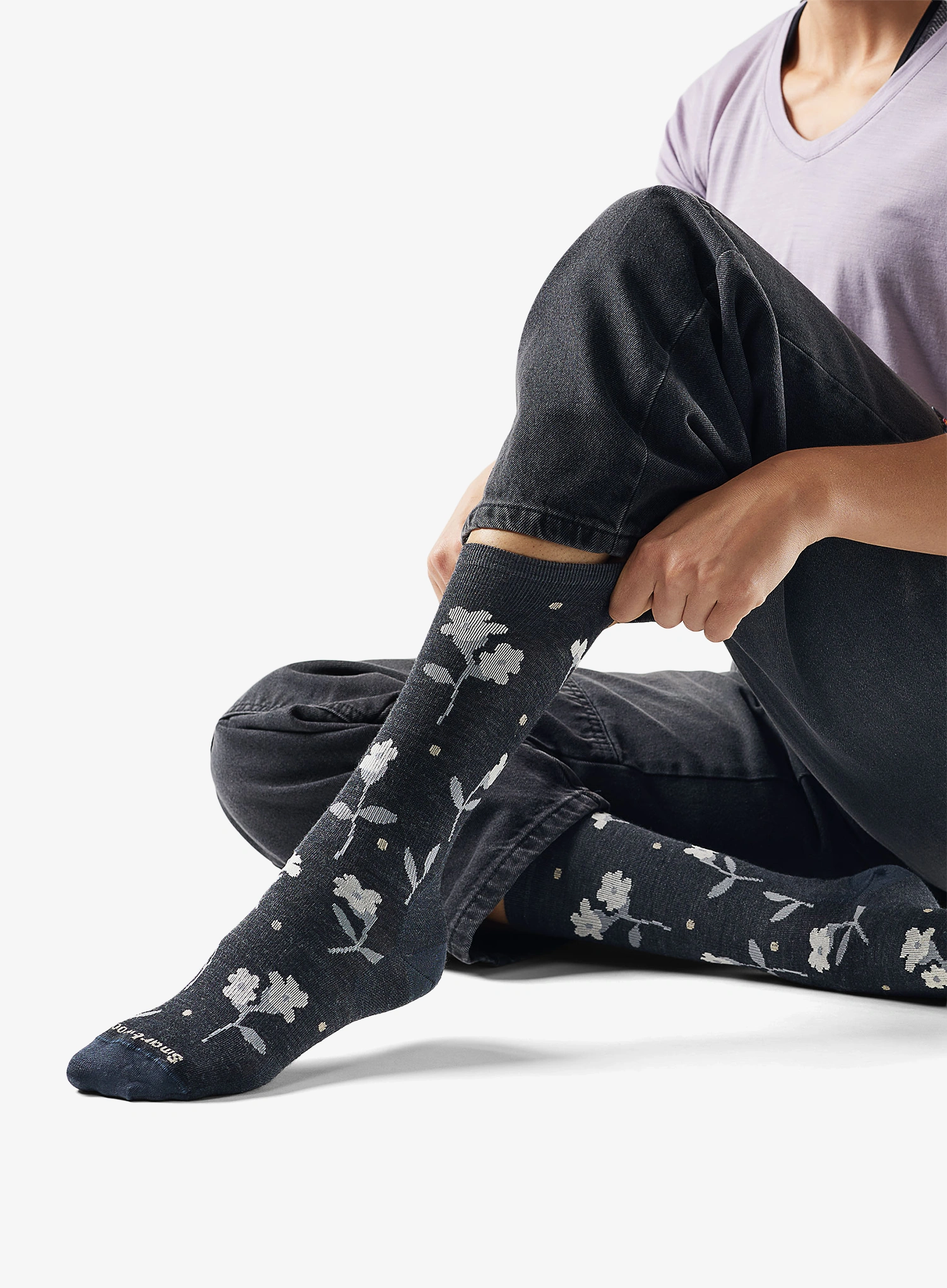 Merino ponožky dámské Smartwool Everyday Garden Gala Crew Socks - charcoal