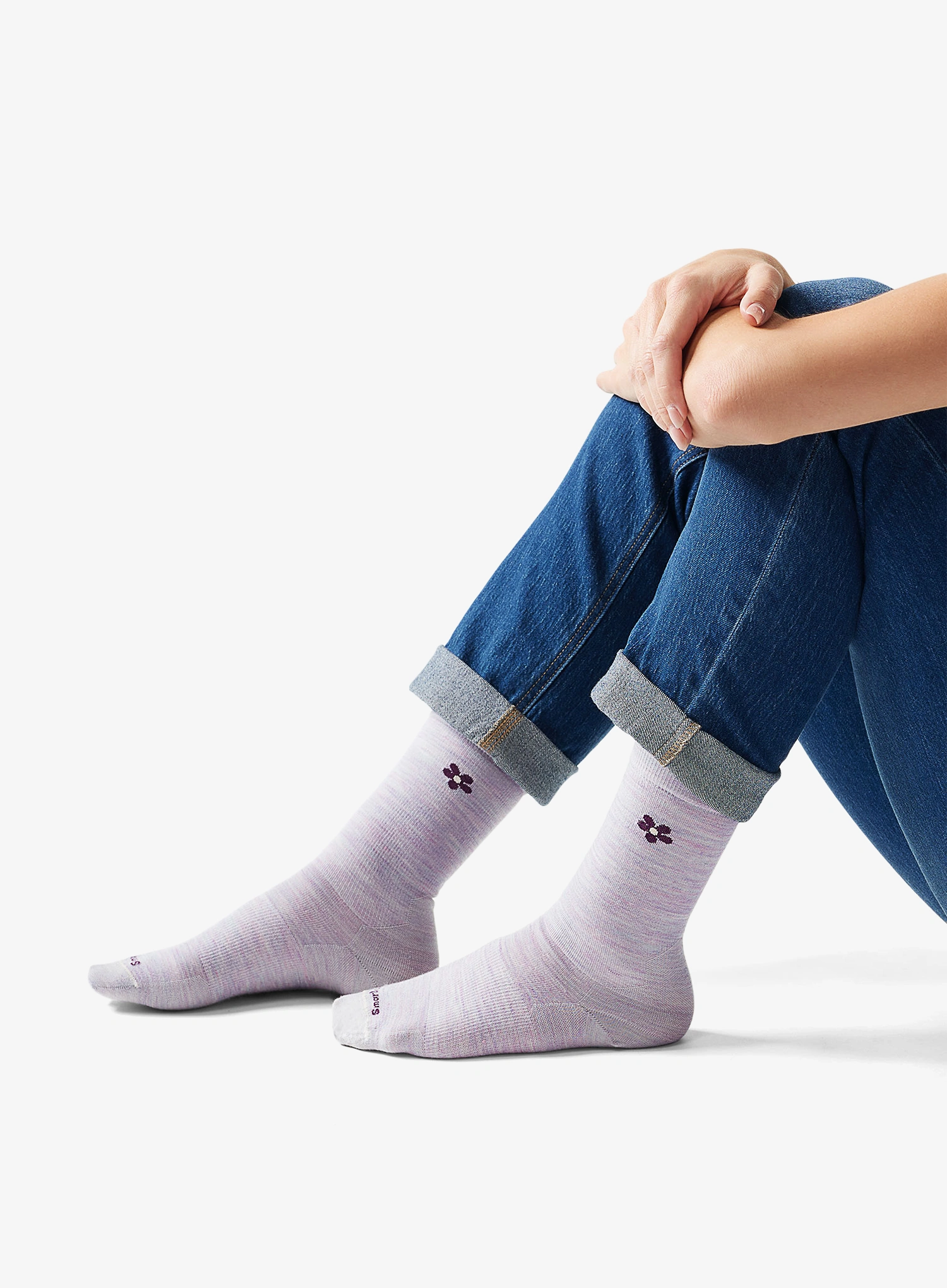 Merino ponožky dámské Smartwool Everyday Groovy Bloom Crew Socks - purple eclipse
