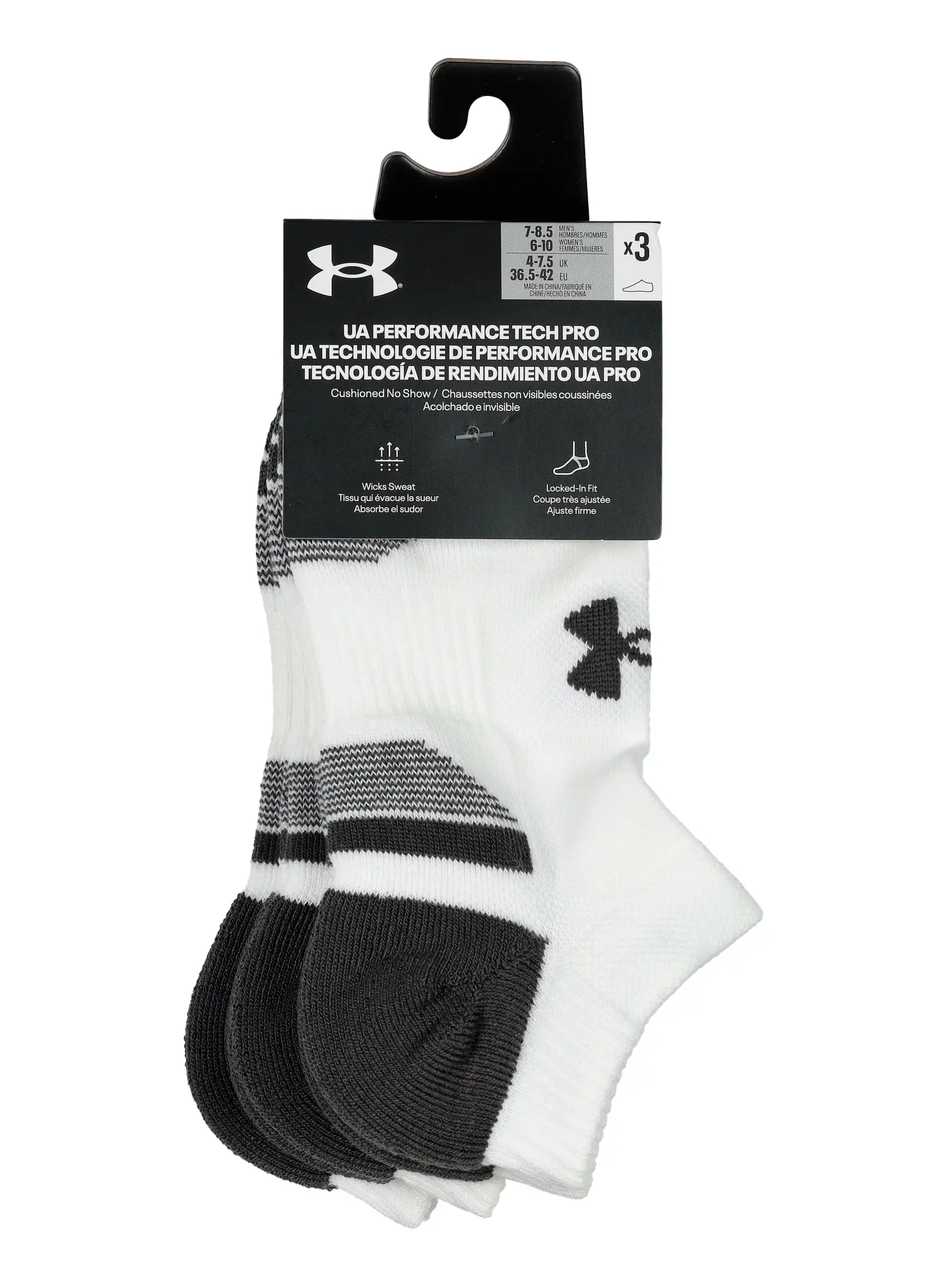 Ponožky Under Armour UA Performance Tech 3-Pack No Show - white/white/jet gray