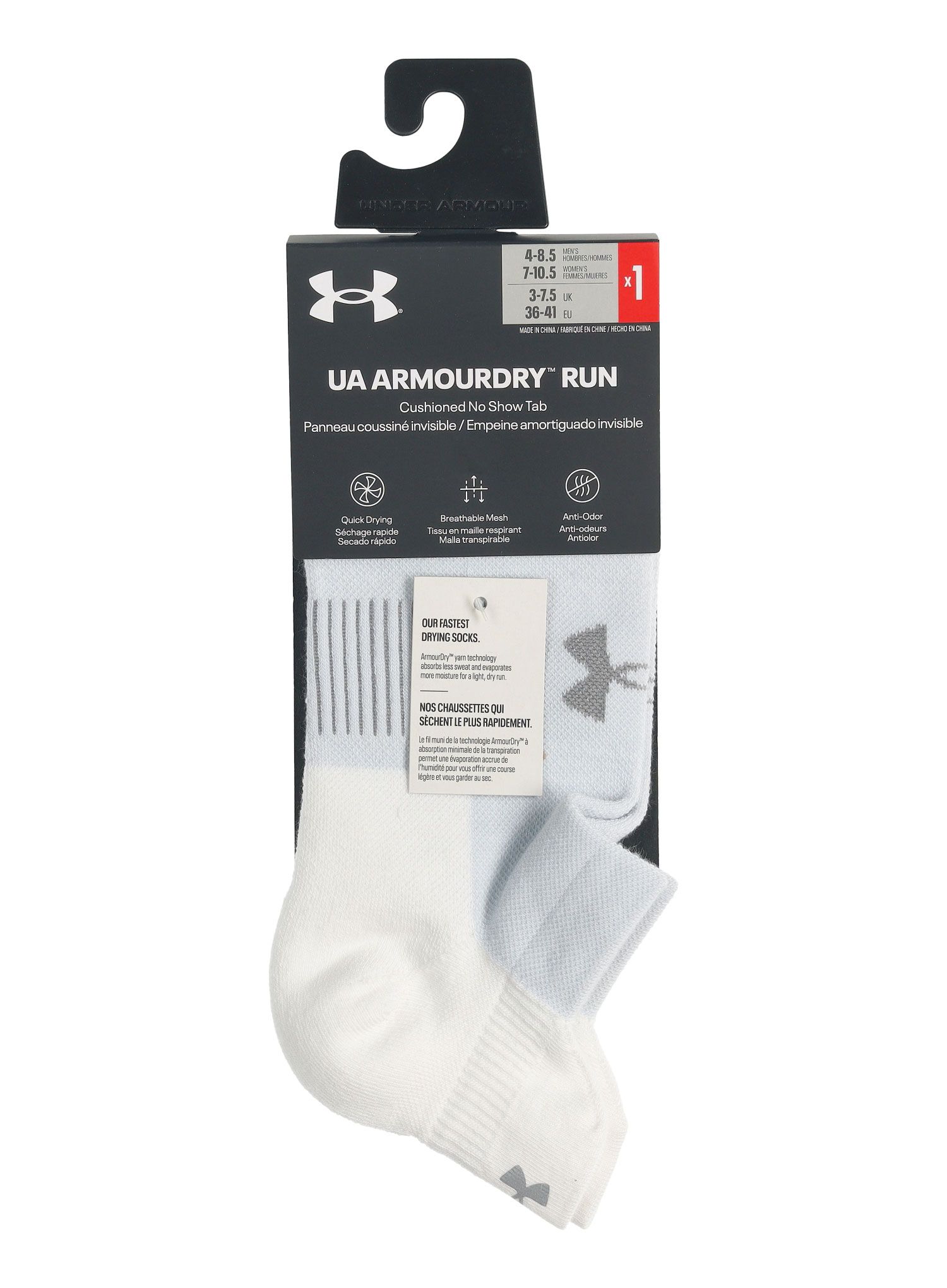 Běžecké ponožky Under Armour ArmourDry Run No Show - wht/gry