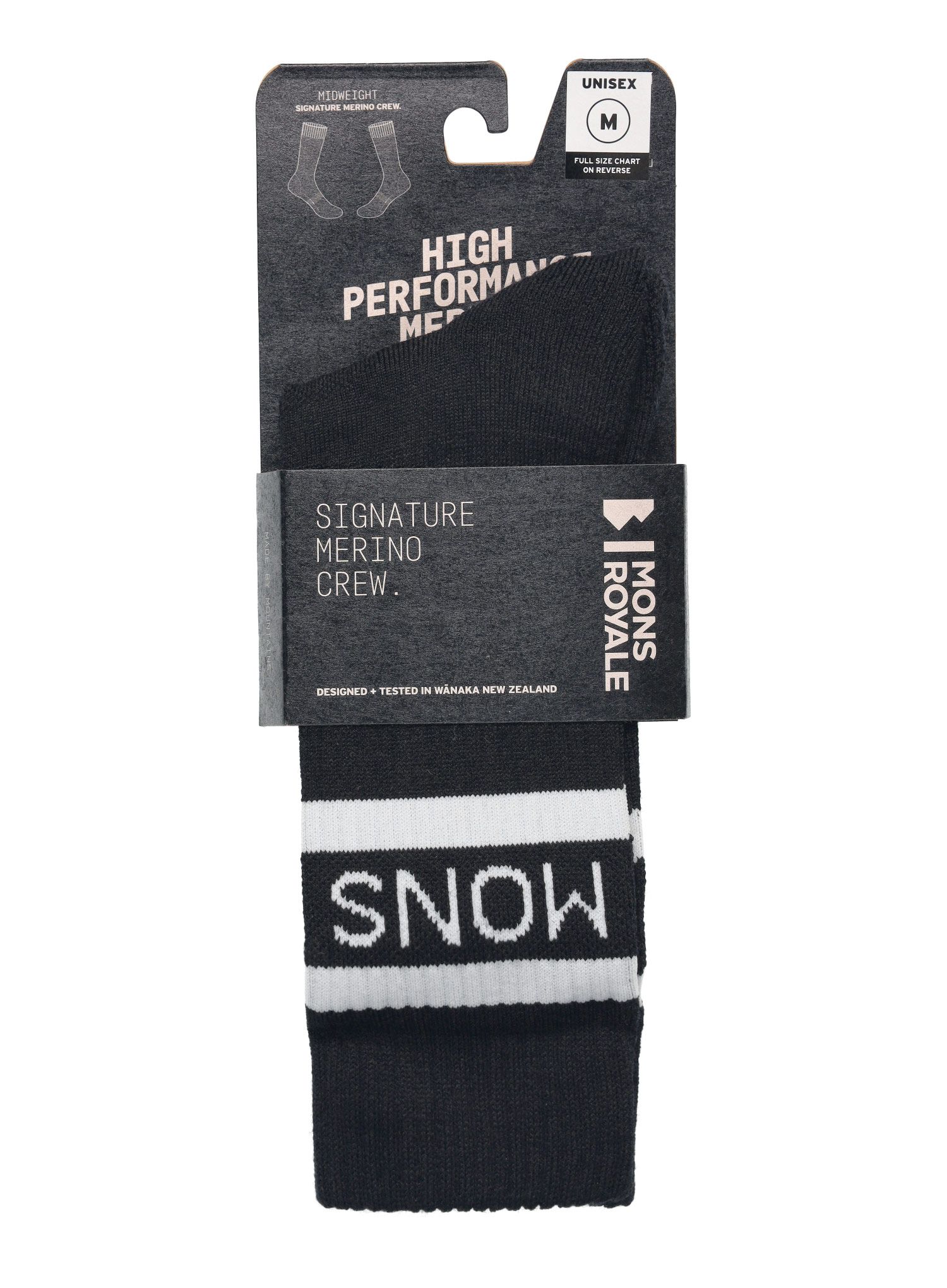 Turistické ponožky Mons Royale Signature Crew Sock - black/white