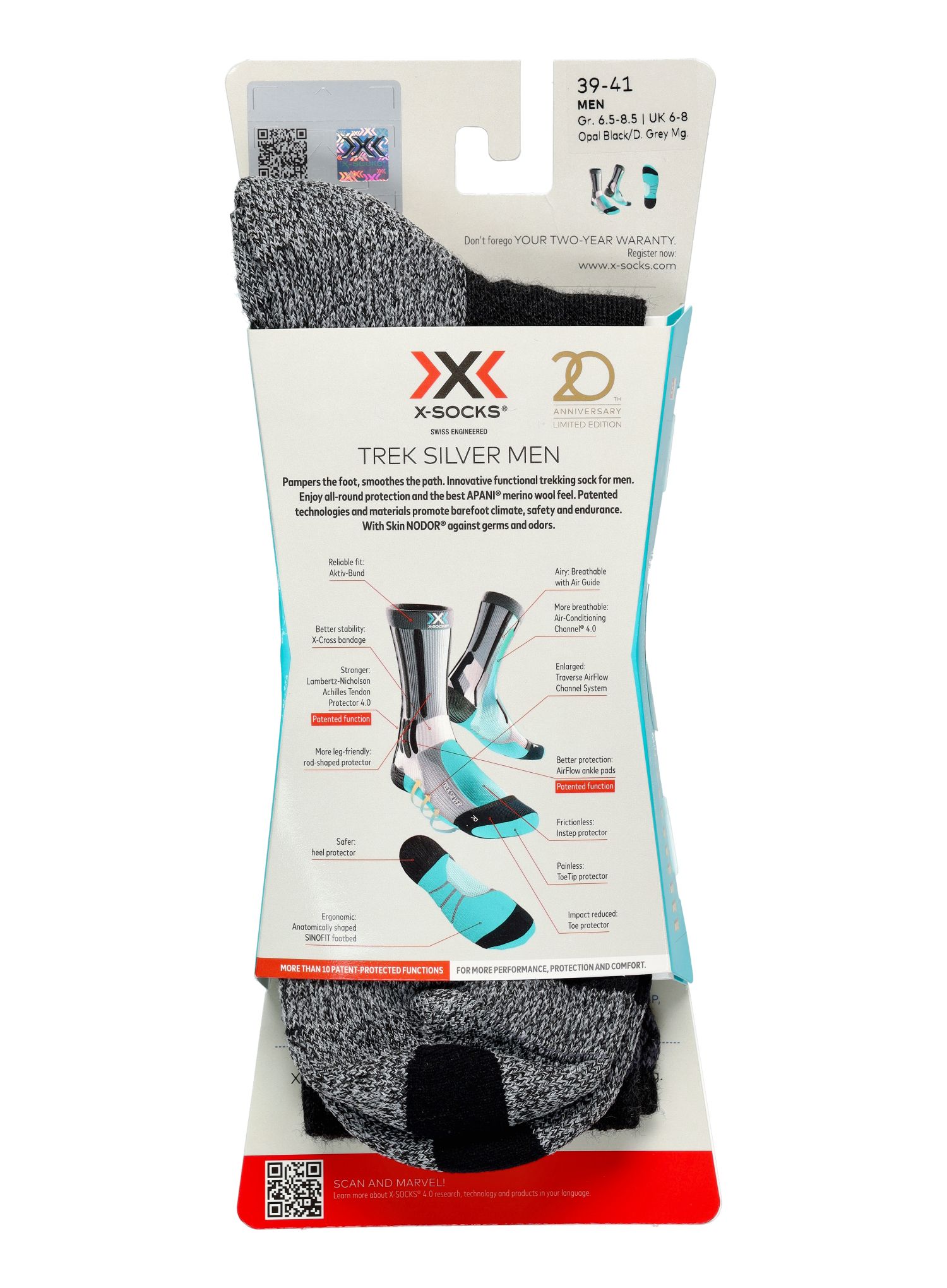 Ponožky X-Socks Trek Silver - opal black/dolomite grey