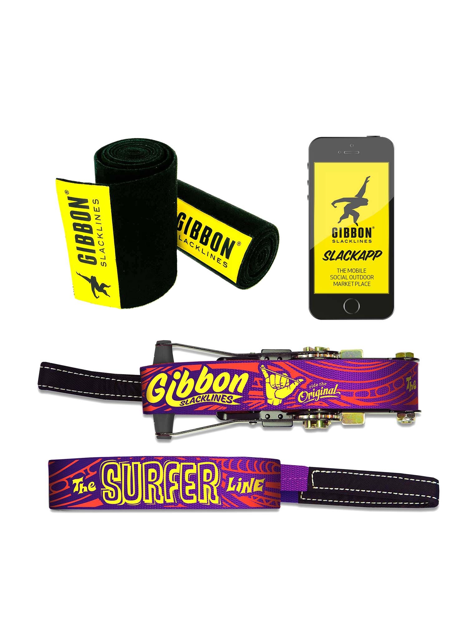 Slackline Gibbon Slacklines SurferLine Treewear Set
