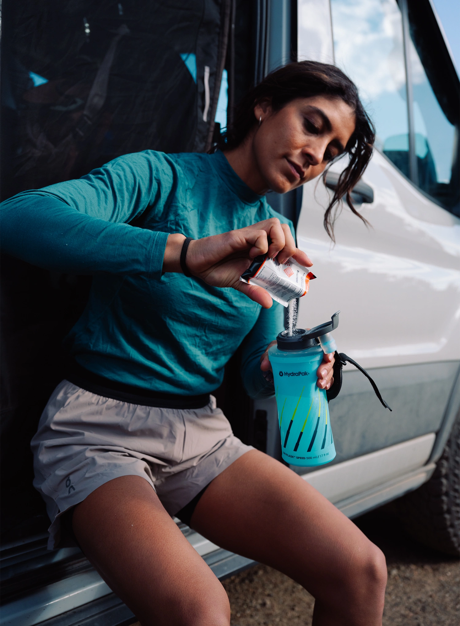 Soft flask HydraPak Skyflask Speed 500 ml - malibu blue/blue