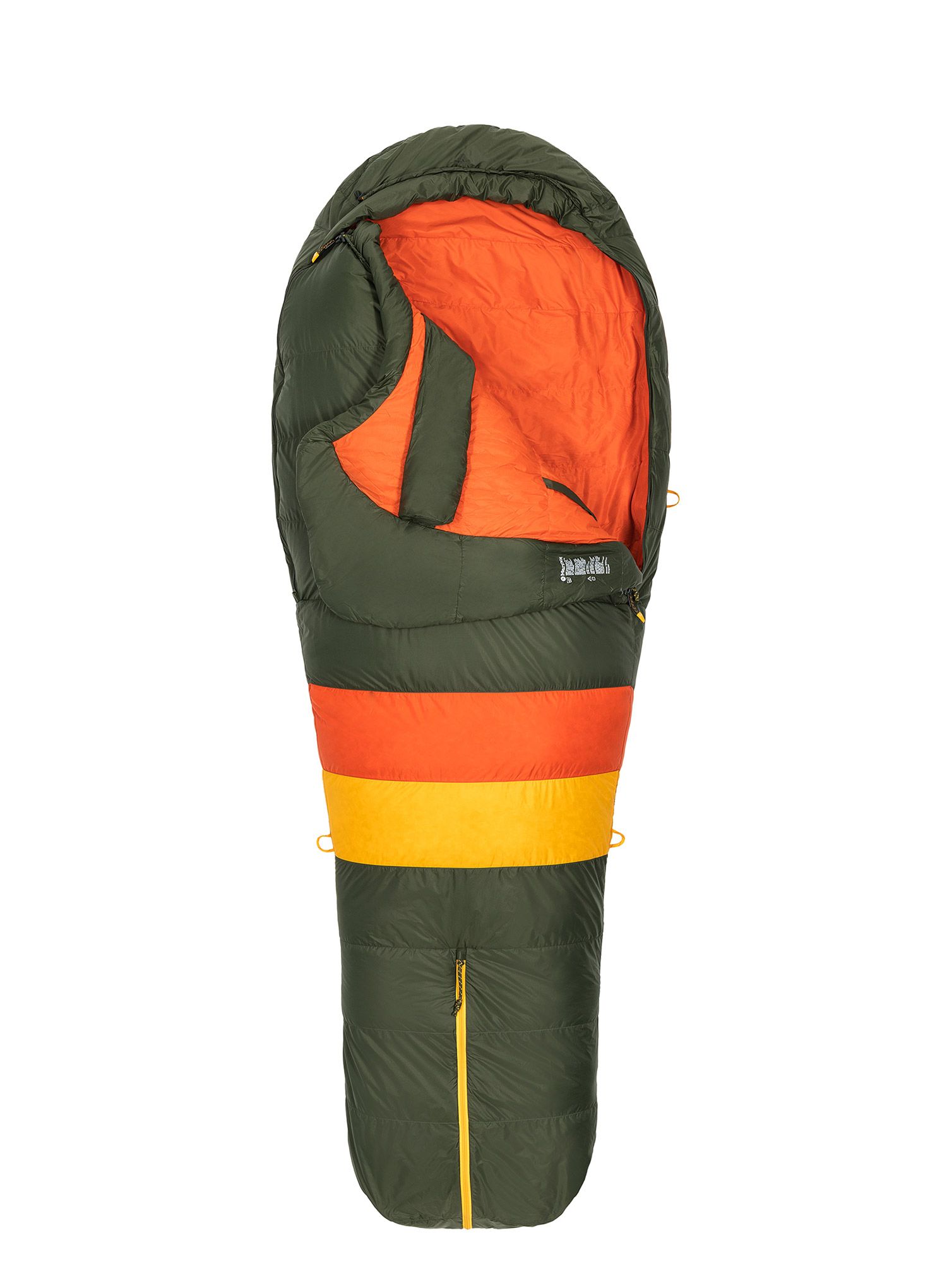 Péřový spacák Marmot Never Winter (183 cm) - nori/red sun