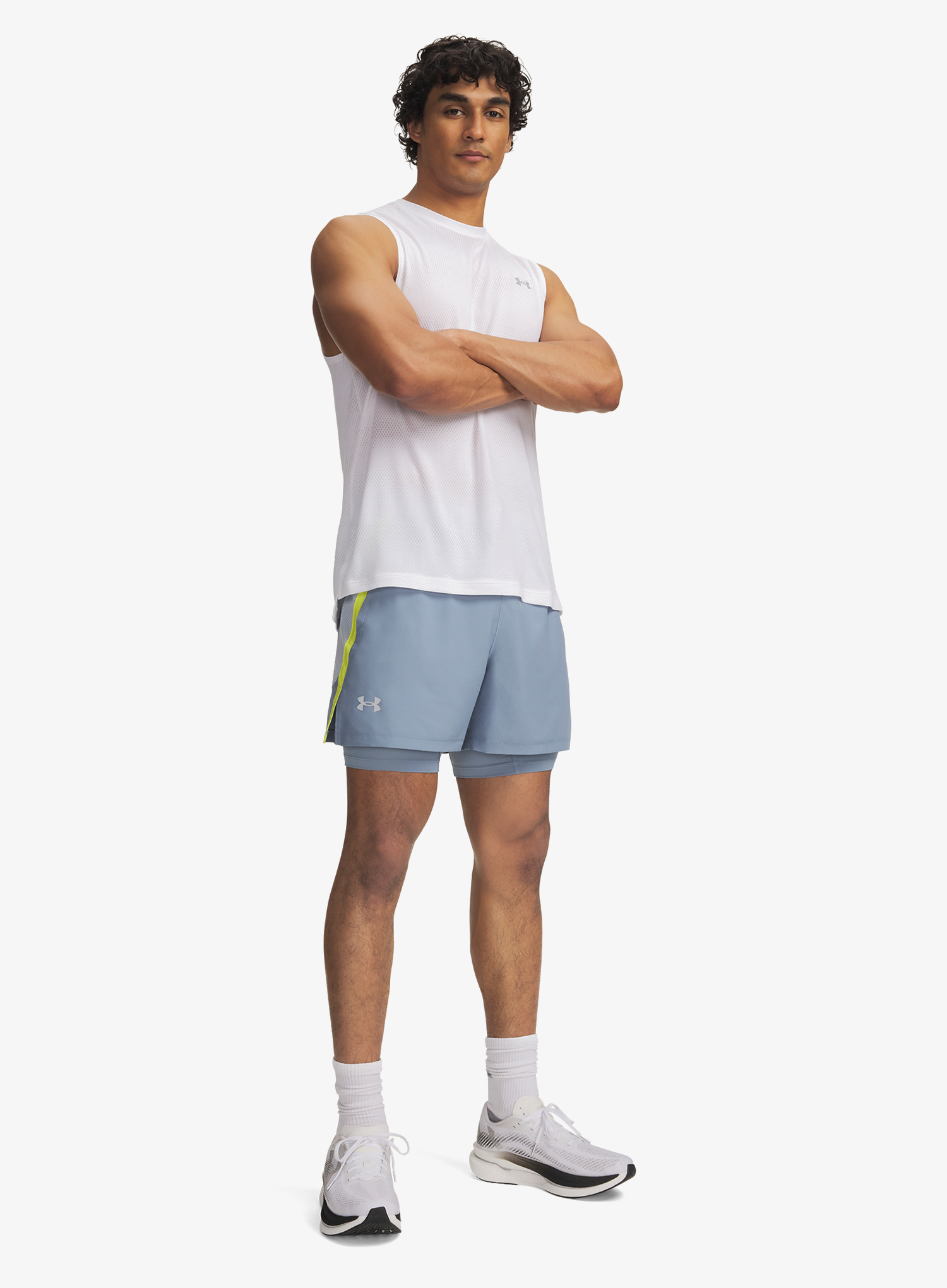 Běžecké kraťasy Under Armour Launch 5 inch 2-in-1 Short - blue wind/blue fog/reflective