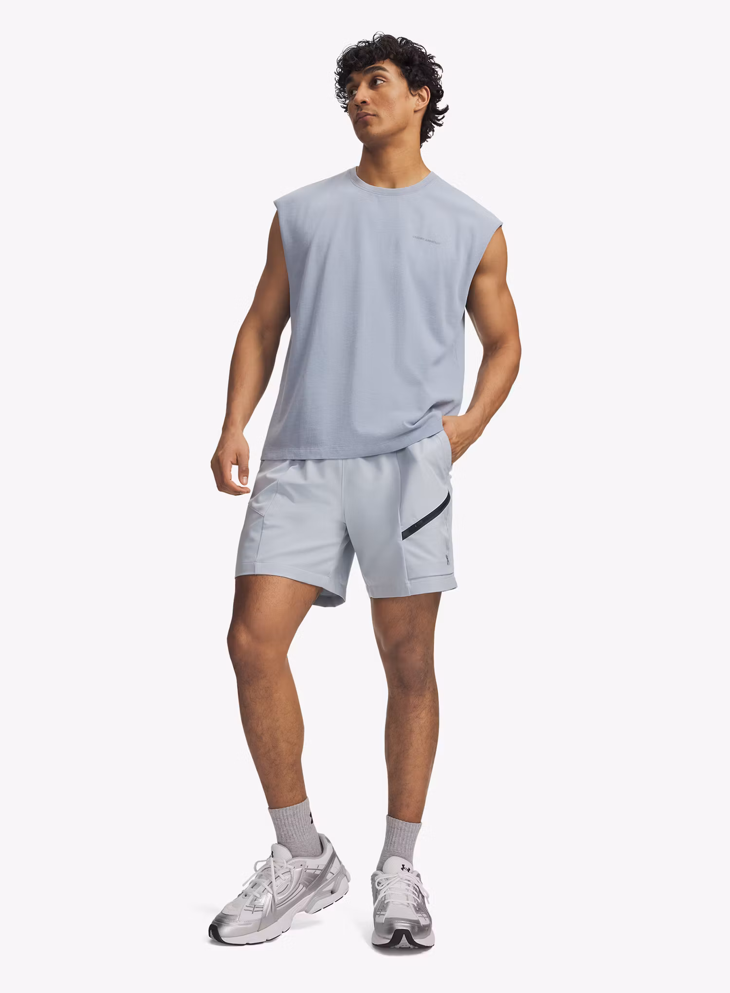 Kraťasy Under Armour Unstoppable Woven Shorts - blue fog/black