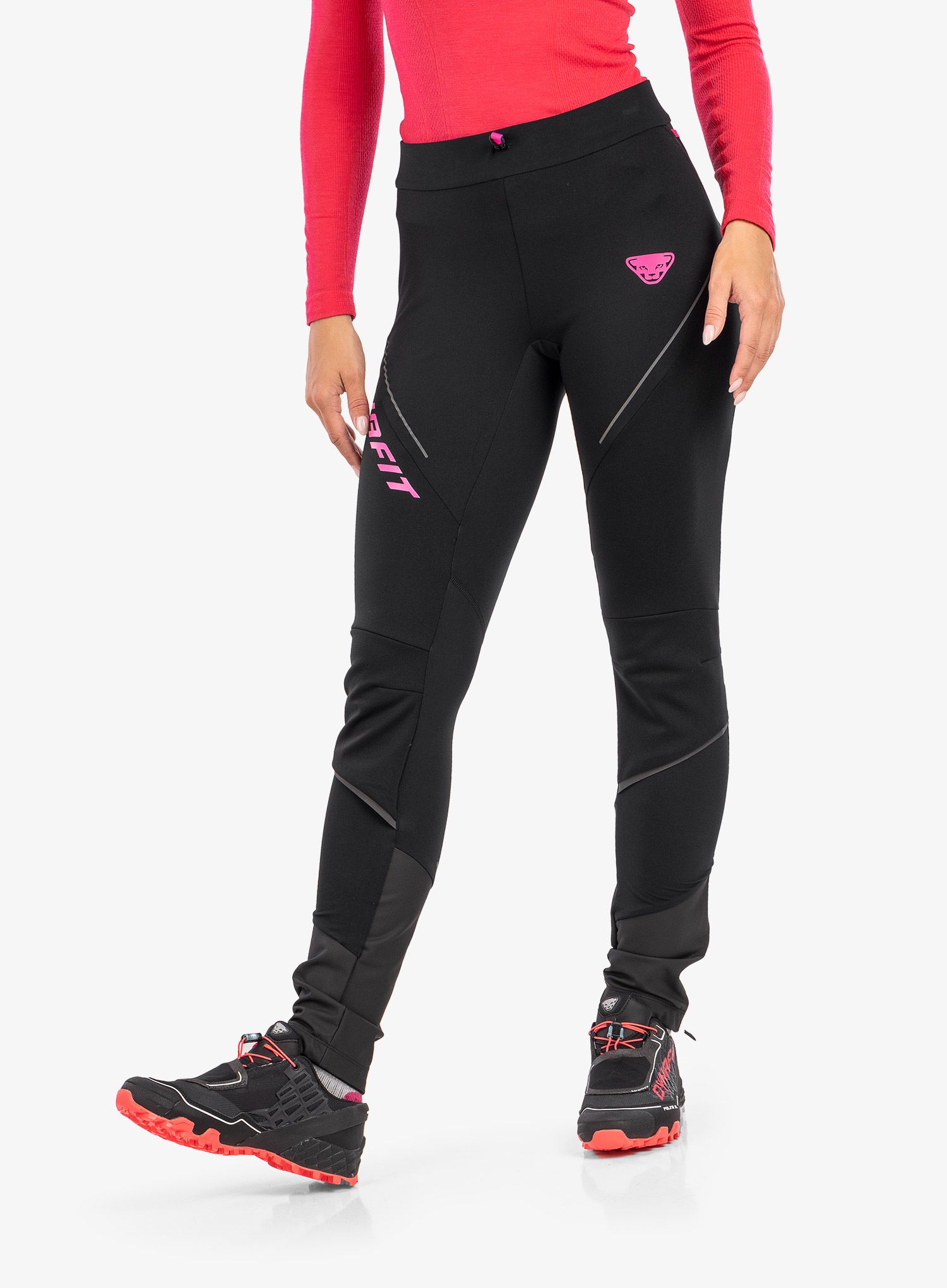 Dámské běžecké kalhoty Dynafit Alpine Warm Pants - black out/pink glo
