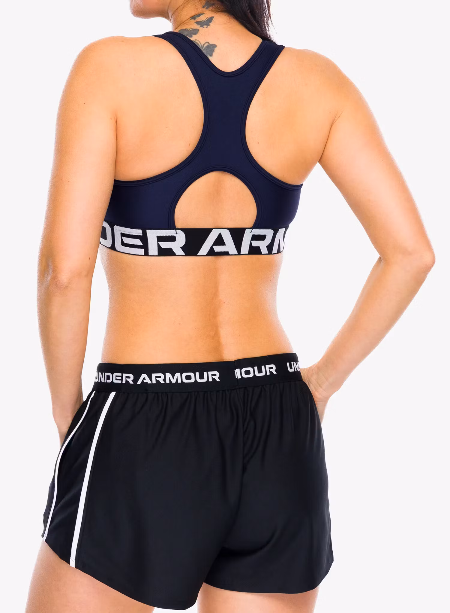 Sportovní podprsenka Under Armour HeatGear Authentics Mid Branded Bra - midnight navy/white