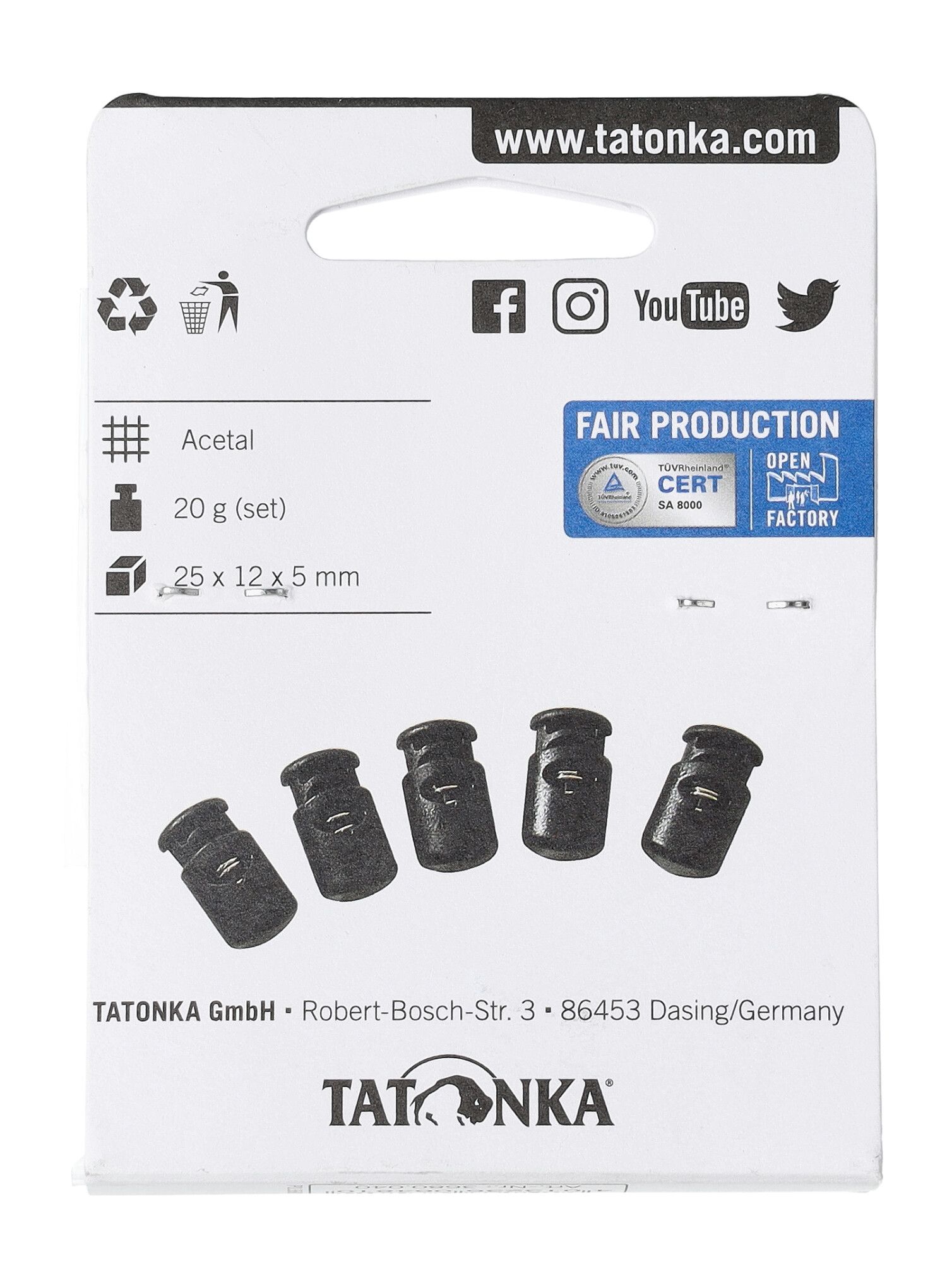 Stopky Tatonka Tanka 5 sztuk - black
