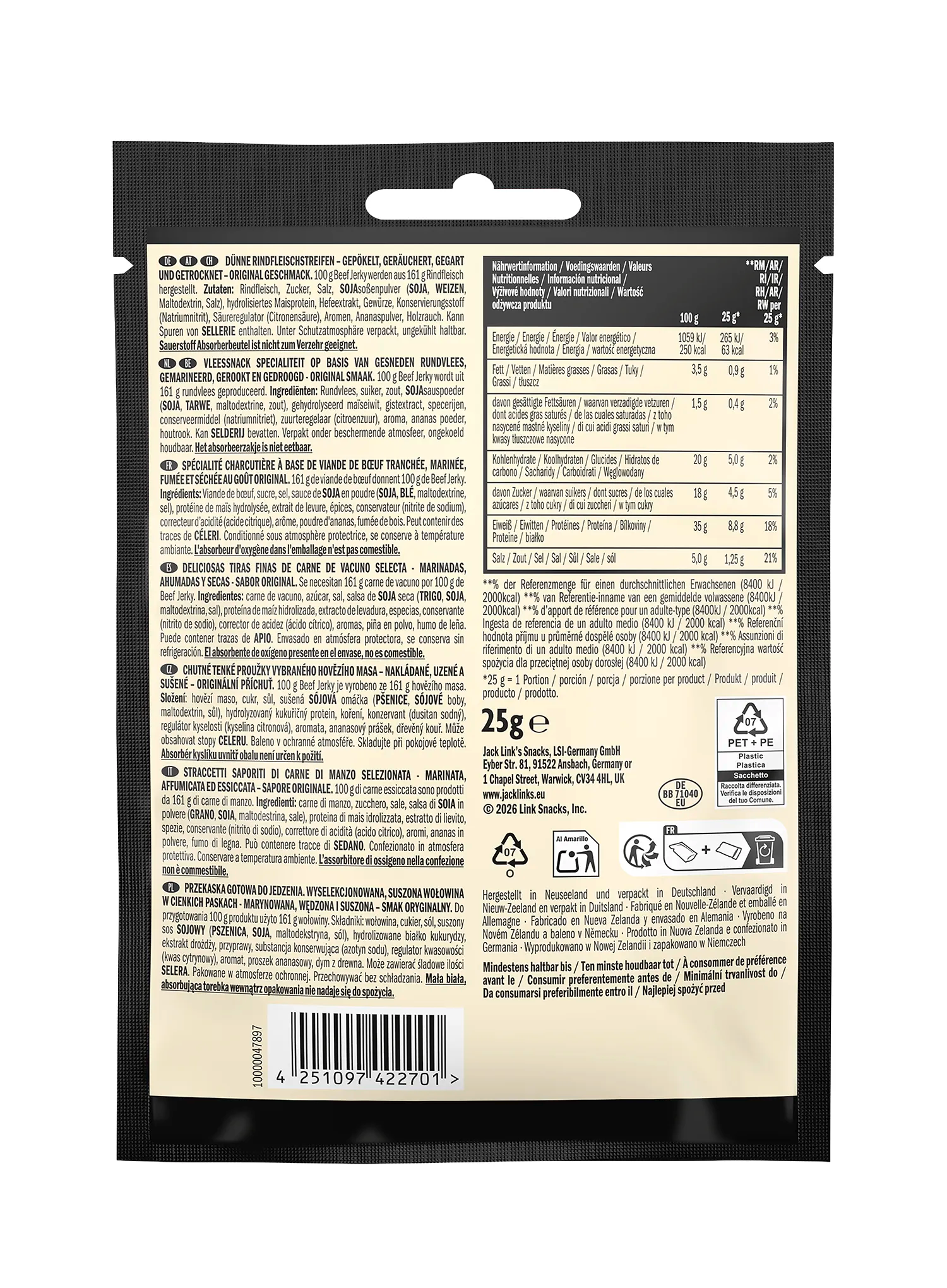 Sušené hovězí maso Jack Link's X MrBeast Beef Jerky Original 25 g